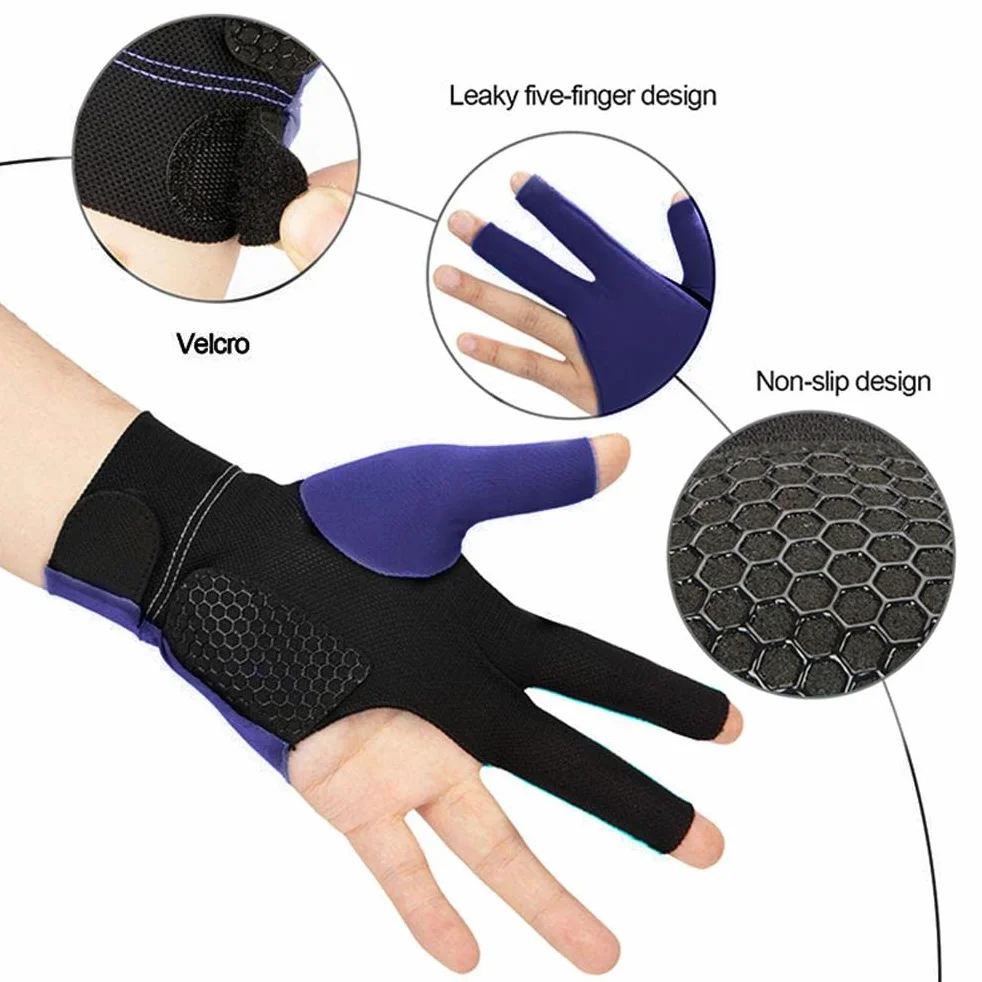 Guantes de billar, guantes de billar para la mano izquierda Guantes de billar para billar con 3 dedos, guantes de billar para billar izquierdos, antideslizantes y resistentes al desgaste,profesionales