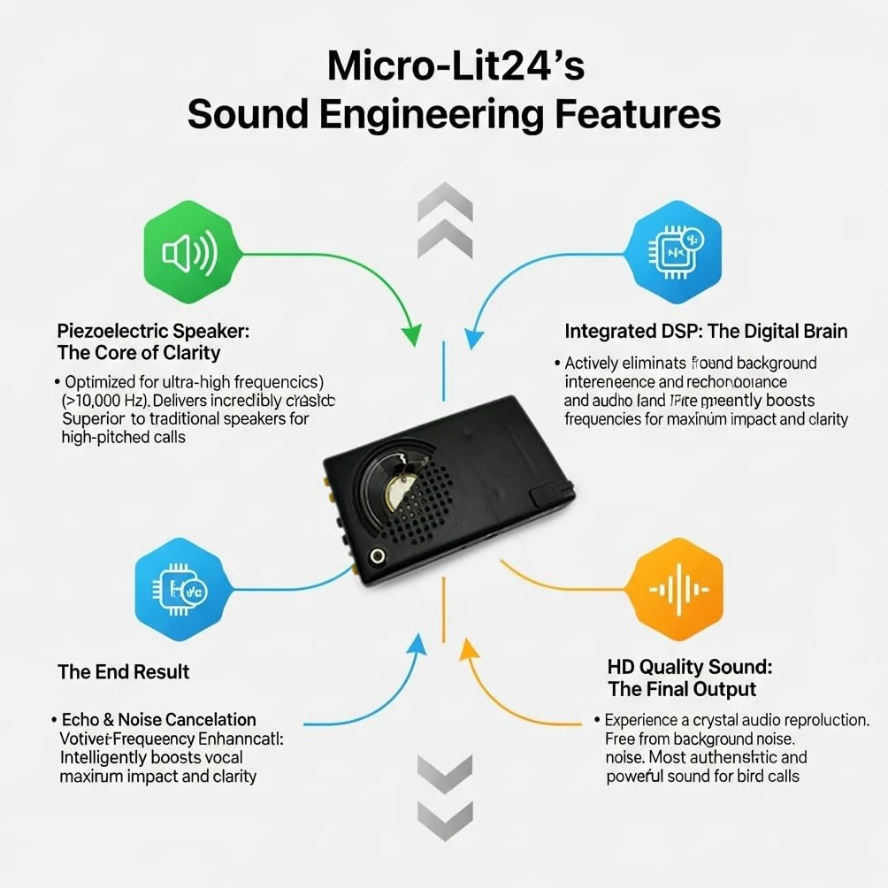 MultiSound - Micro-Lit llamador de Aves Digital. Reclamo electrónico para pájaros con Control Remoto. Específico para zorzales y alondras y en General para Todas Las pequeñas migratorias.