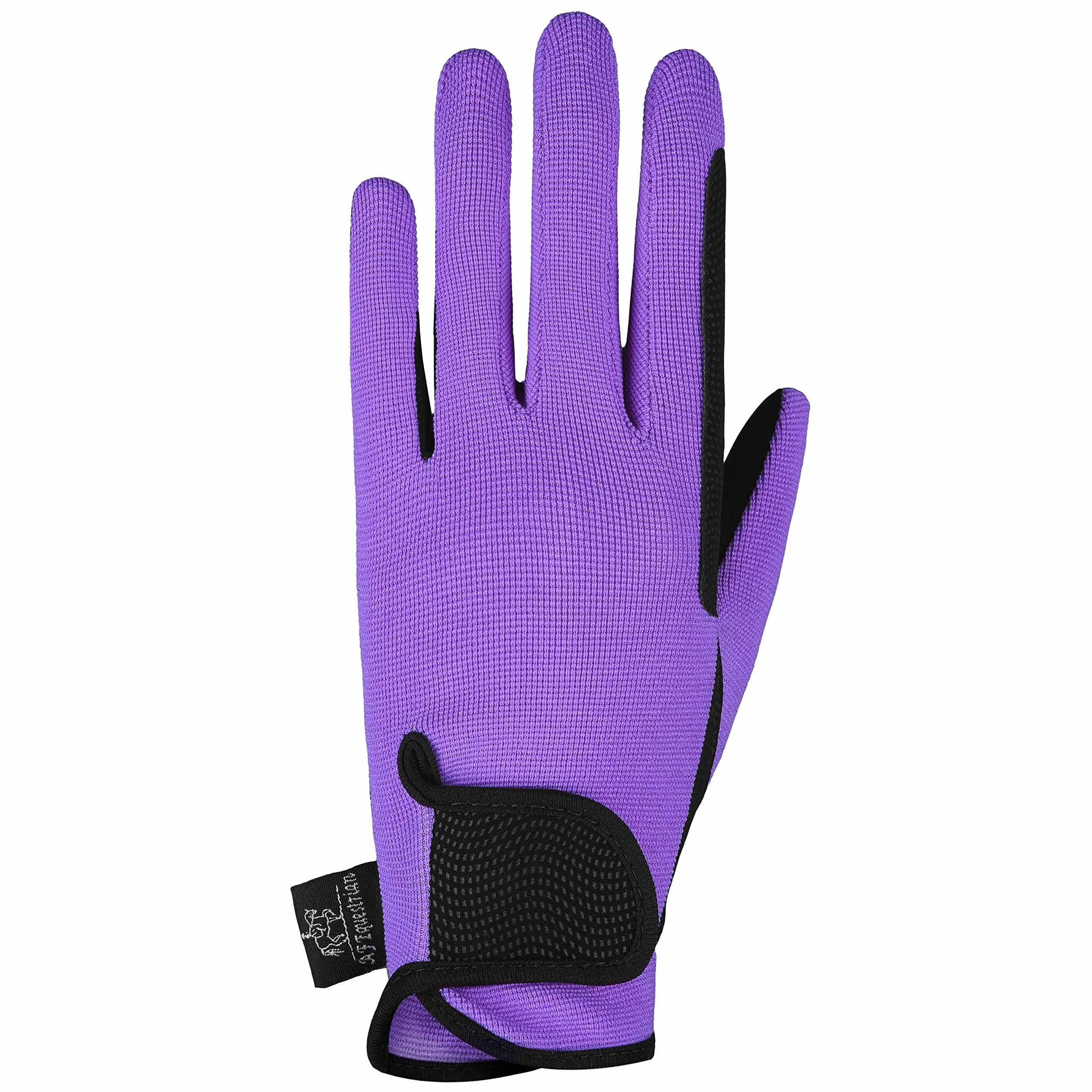 AFE Ladies Horse Riding Gloves Track Fabric Gloves Synthetic Leather Equestrian Black Stretch Fabric Pink Purple Lilac