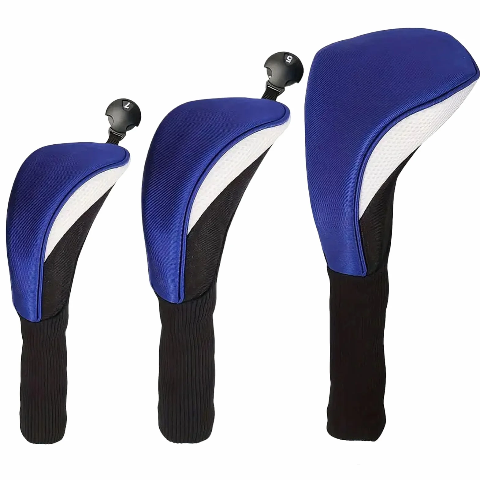 Fundas para Cabezal de Golf - Juego Protector de Malla 3 Piezas - Fundas para Driver De Cuello Largo - para Hombres Mujeres Y Aficionados Al Campo De Práctica De Golf