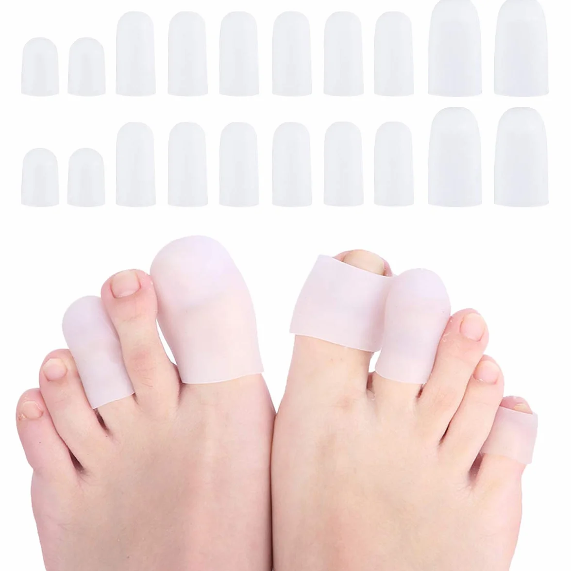 Punteras de gel de silicona 20 unidades protectores para dedos amortiguar callos