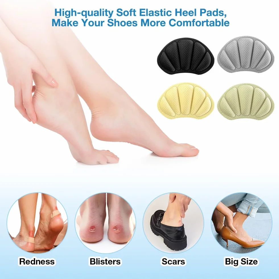 LOPHE Almohadillas para Talones 3 Pares Autoadhesivas Protector de Talon Esponja Antirozaduras Reducir Talla Zapata Negro