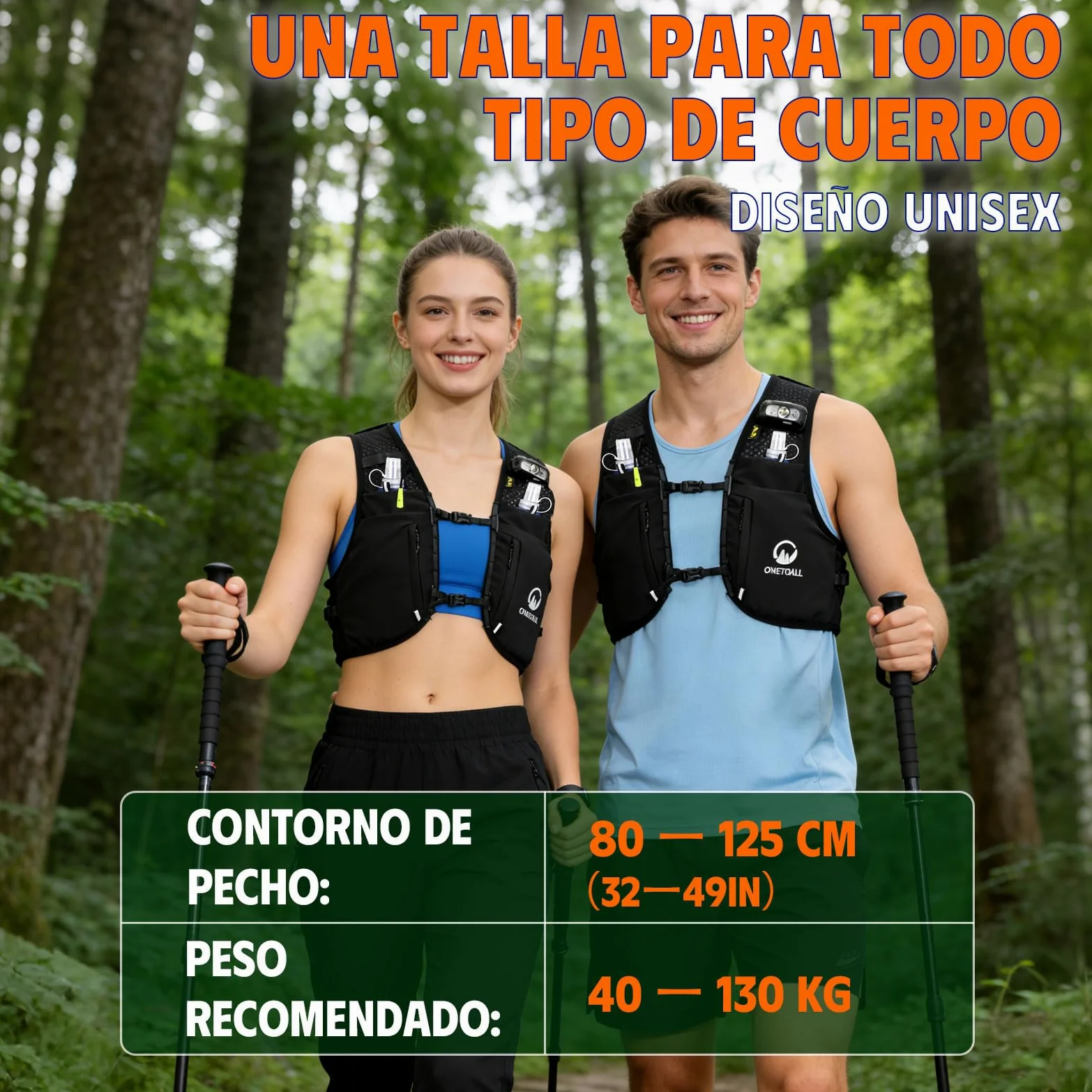 Chaleco Running Hombre Mujer con 2 Botella 500ml y Luz LED Recargable, Chaleco Hidratacion Trail Running, Mochila Hidratacion Running Vest Mochila Running para Correr Senderismo Montaña
