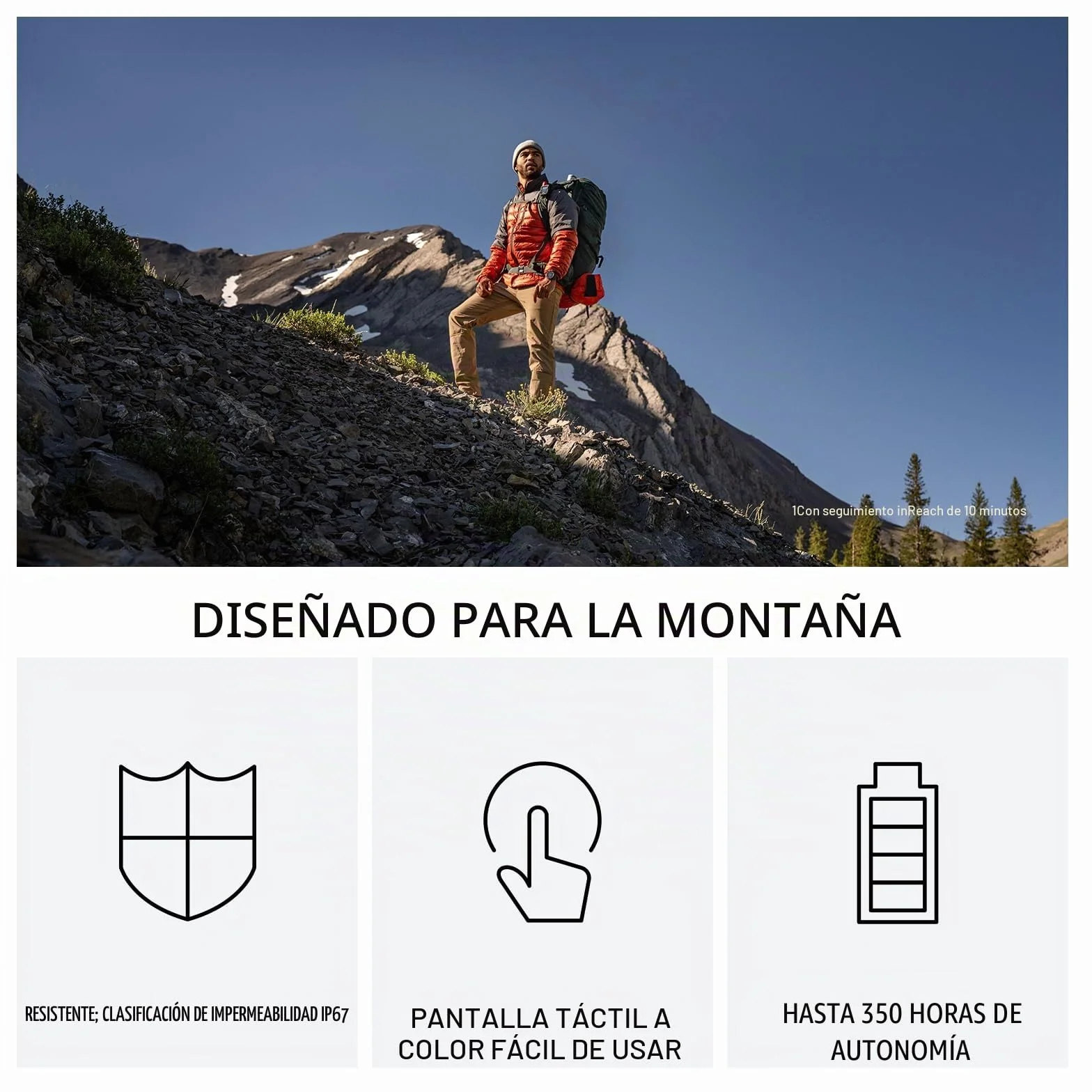 Garmin inReach Mini 3 Plus, Dispositivo Satelital Compacto con GPS, SOS con Pantalla Táctil a Color, Mensajes de Texto, Fotos y Mensajes de Voz vía satélite, LiveTrack, hasta 350 Horas de autonomía