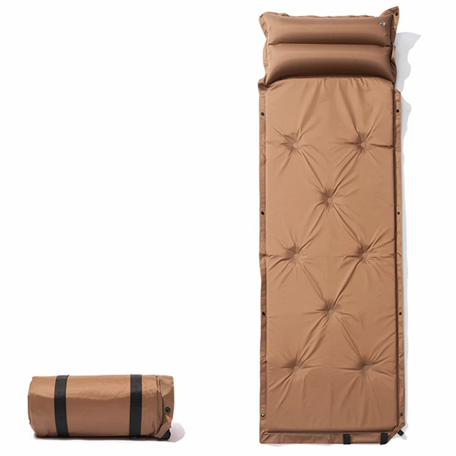 Colchoneta de dormir doble autoinflable con almohada, impermeable y ligero, colchón de aire para mochileros, senderismo, viajes, tapete de dormir conectable de 3/6 cm de grosor