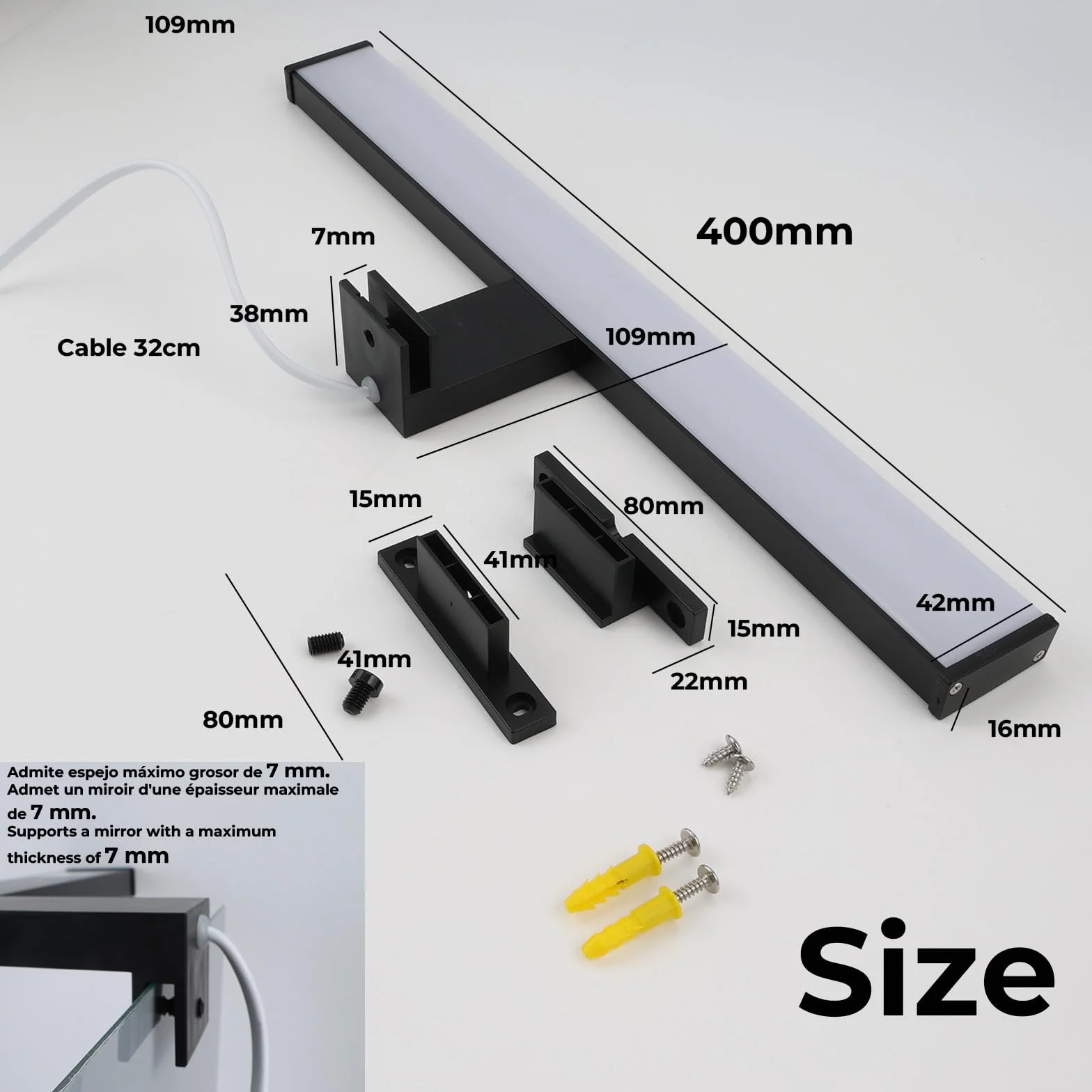 Alpinaluz Aplique LED para Espejo de Baño 40cm 10W IP44 Luz Blanca Neutra 4000K Aluminio Policarbonato Negro