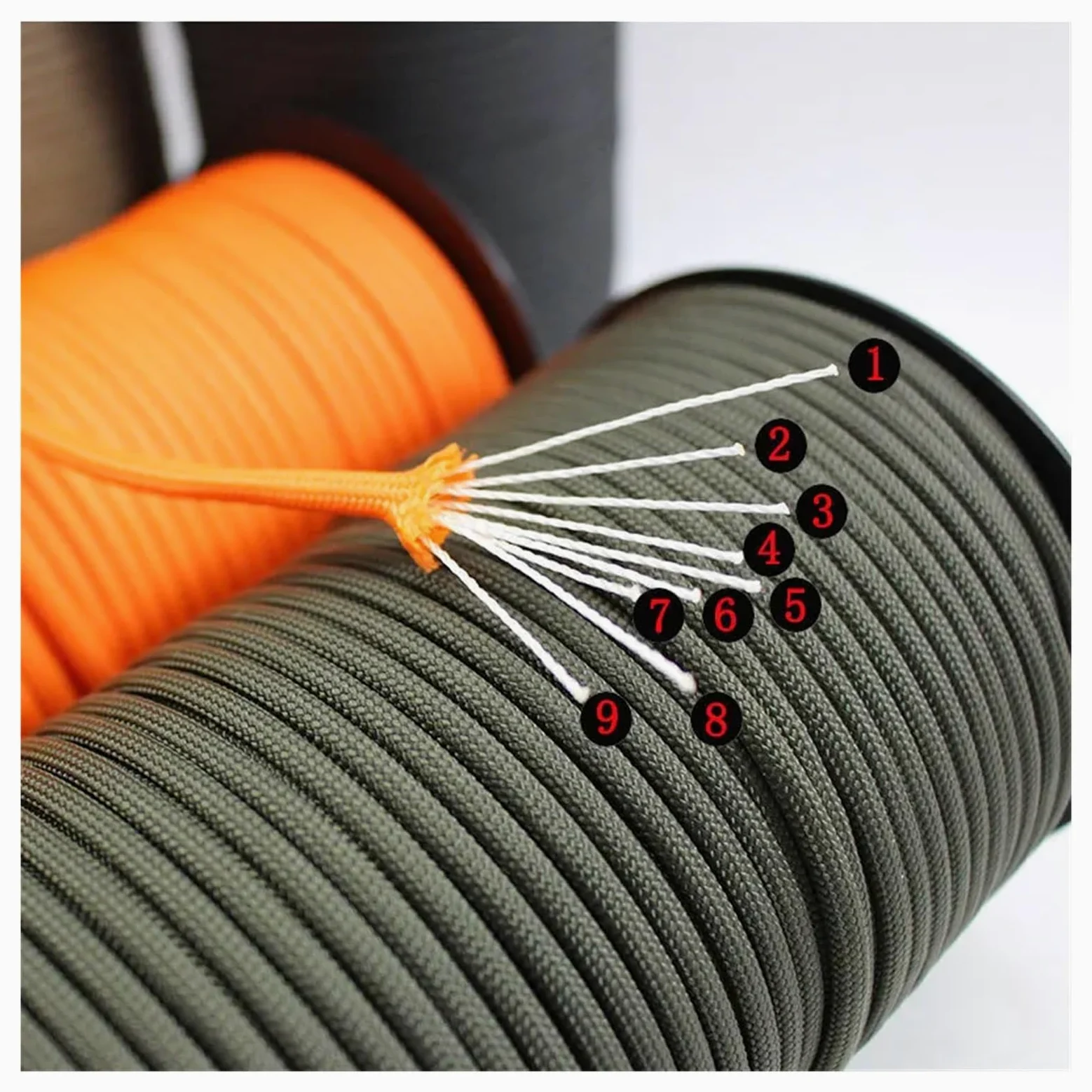 Paracorde 650 Paracord 9 hebras 4mm Cuerda de paracaídas Accesorios Camping DIY Tejido Equipo Supervivencia al Aire Libre Tienda(9C Black,100M)