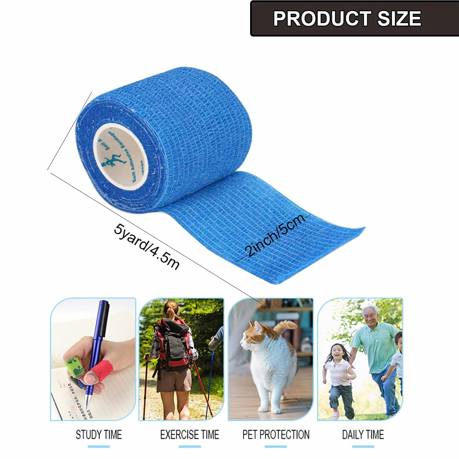ANAMPION Venda Cohesiva 12 Rollos 5cm x 4.5m Cinta Adhesiva Deportiva Tape Cohesivo