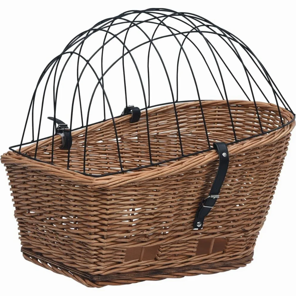vidaXL Cesta Trasera de Bicicleta con Tapa Sauce Natural 55x31x36 cm