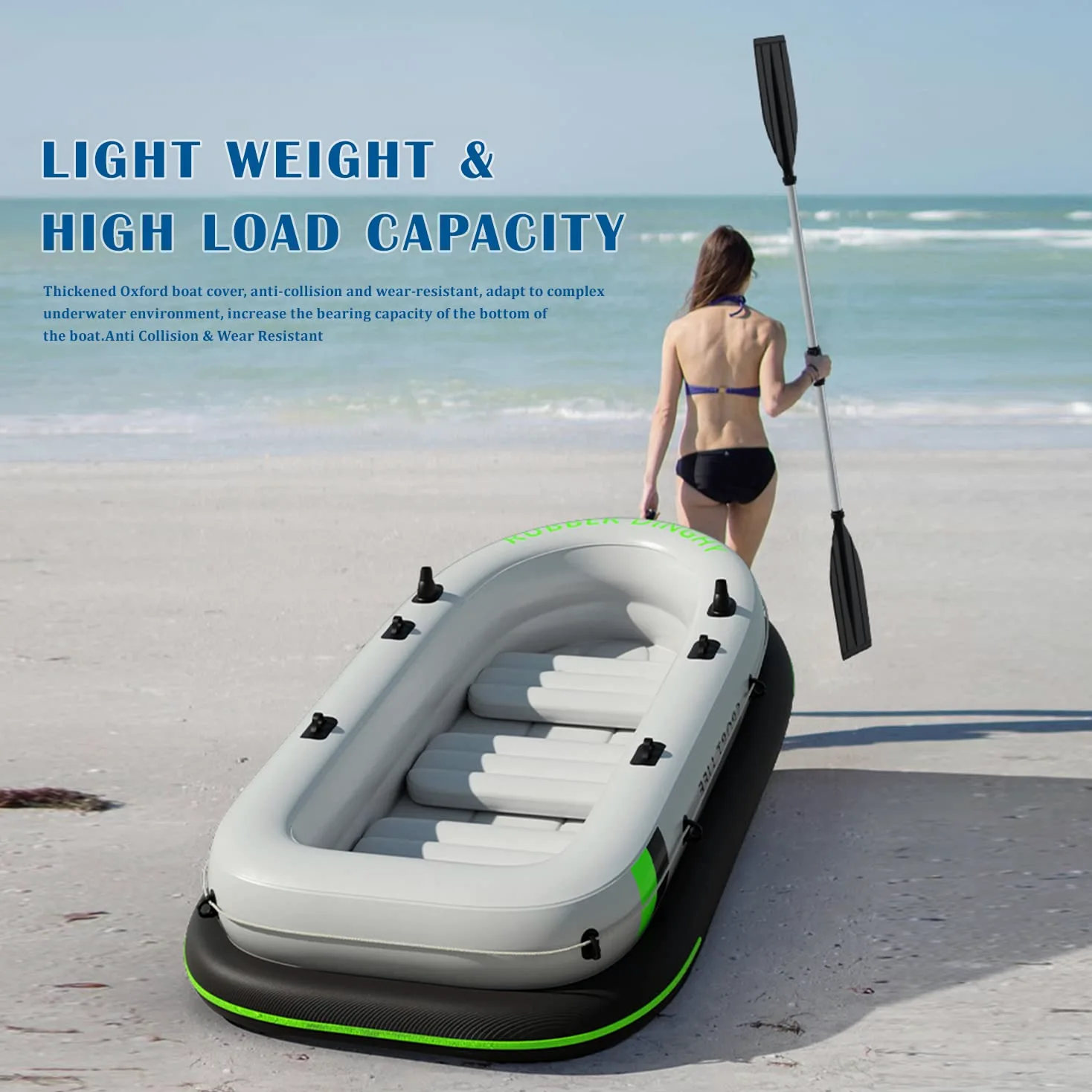 Bote Inflable Barca Hinchable con Remos, Kayak Hinchable, Zodiac Barca Kayak Inflable de Pesca, Canoa Inflable Resistente, Balsa Inflable de Río con 2 Paletas