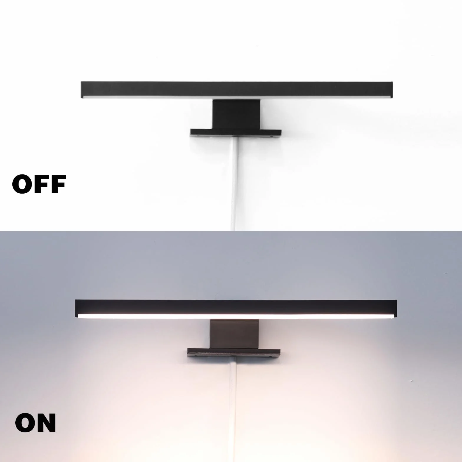 DEELUX Lámpara de Espejo Baño LED 30cm 5W 4000K Blanco Neutro Regulable 55-550 lm IP44 230V Negro