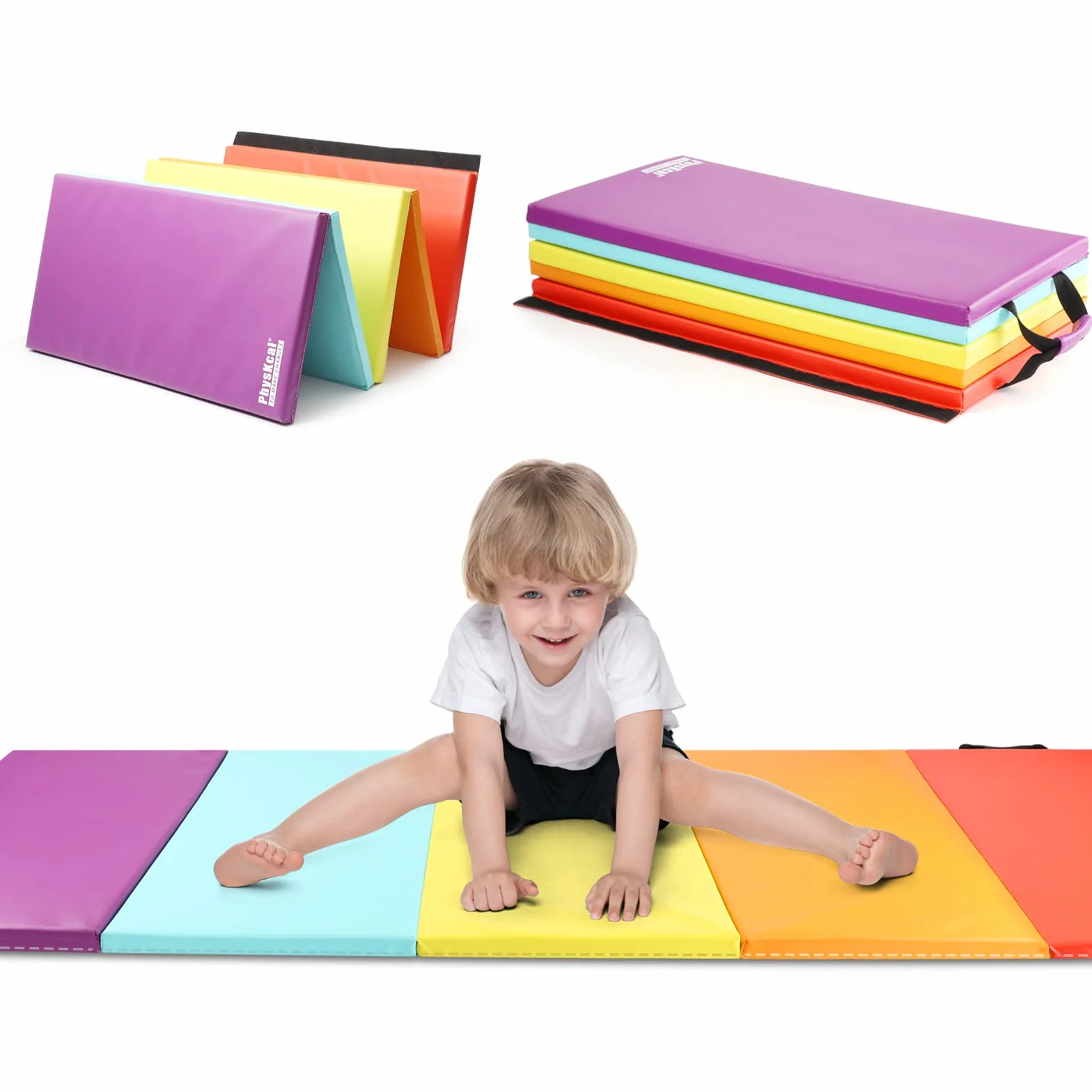 PhysKcal Esterilla de Gimnasia Plegable 5 Paneles Suave con Asas de Transporte