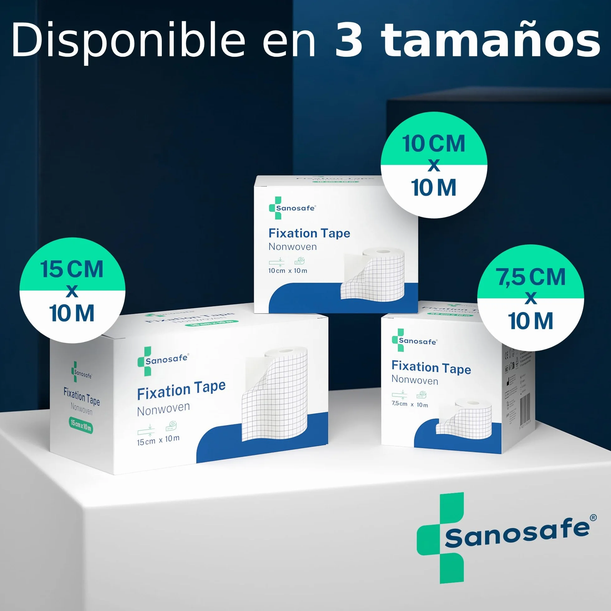 Esparadrapo médico 7,5 cm x 10 m | Cinta adhesiva TNT hipoalergénica transpirable para apósitos