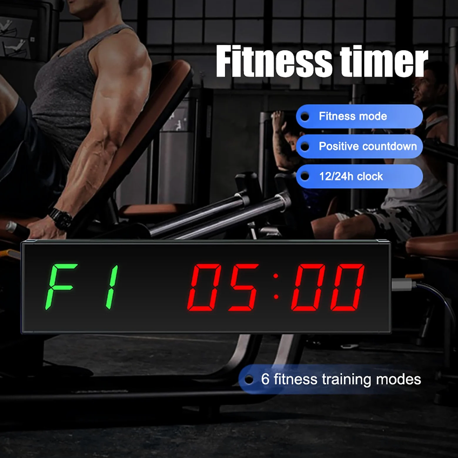 Temporizador Deportivo, Temporizador De Cuenta Atrás LED De 999 Días, 6 Modos De Fitness, con Metrónomo Y Función De Memoria, 5 Niveles De Brillo Ajustables, para Biblioteca/Gimnasio