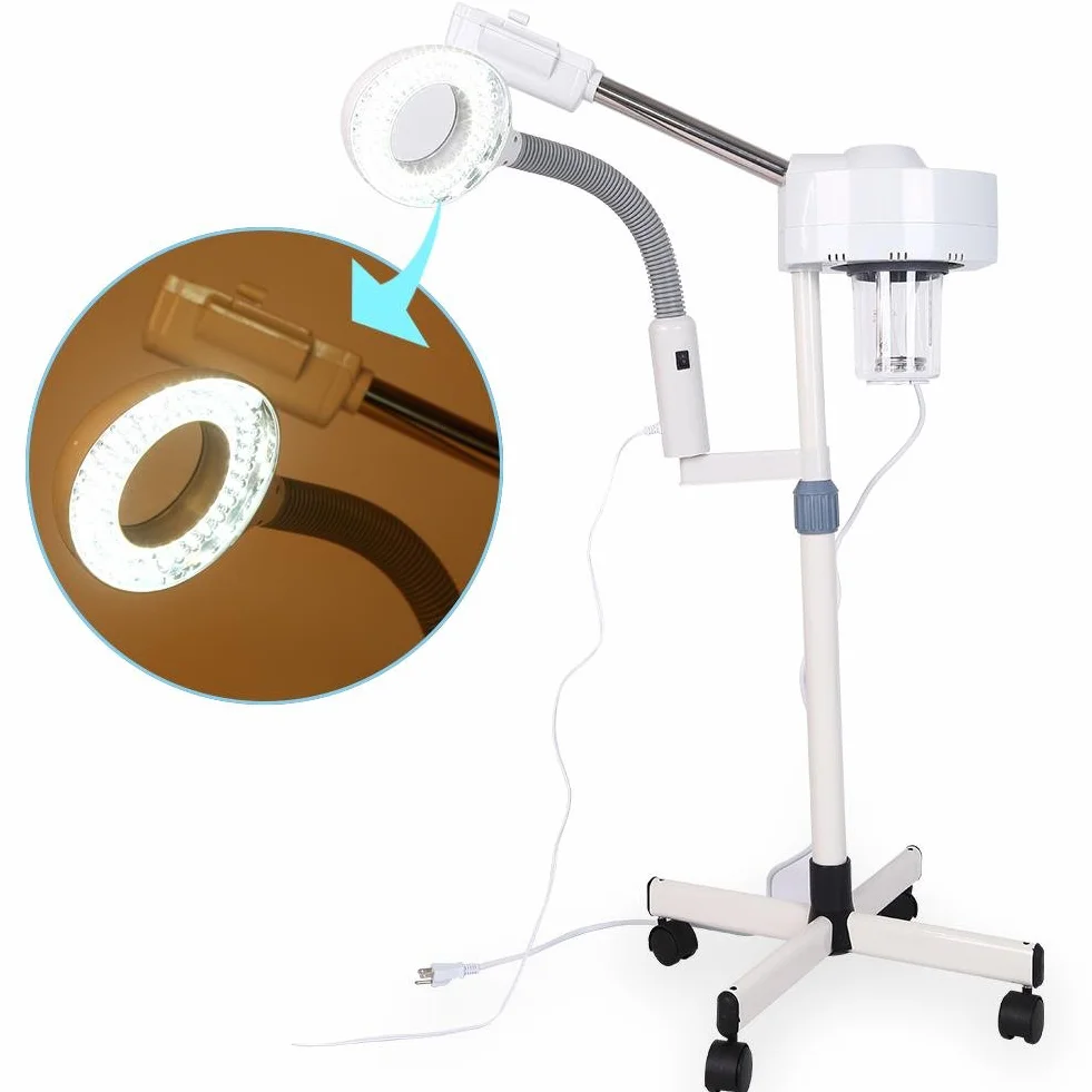 Vaporizador Facial 2 en 1 LED Lámpara de Aumento Sauna Facial Máquina de Vapores Humidificador Spa Belleza Profunda