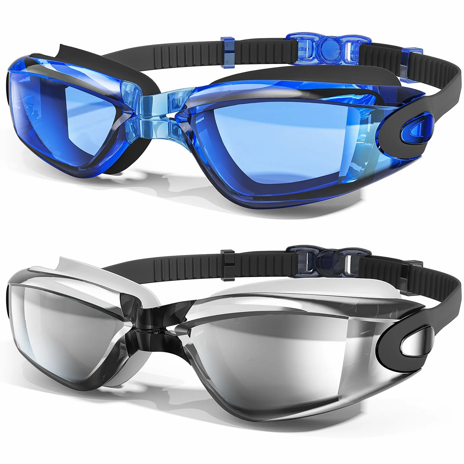 MAMBAOUT Gafas de natación, paquete de 2 gafas de natación antivaho, sin fugas, protección UV para hombres, mujeres, adultos y jóvenes