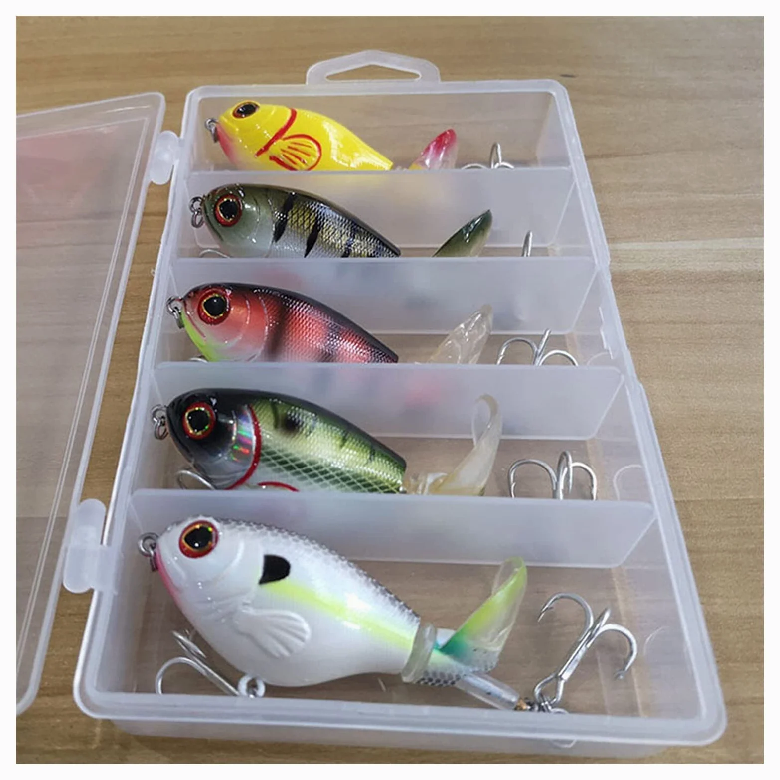 caihuashopping Señuelos de Pesca Señuelos de Pesca 7, 5 cm Crankbaits Fuertes de Pesca para Pesca Wobblers Floating Pike Baits Shads Tackle Soft Rotating Tail 5PCS Cebos Artificiales