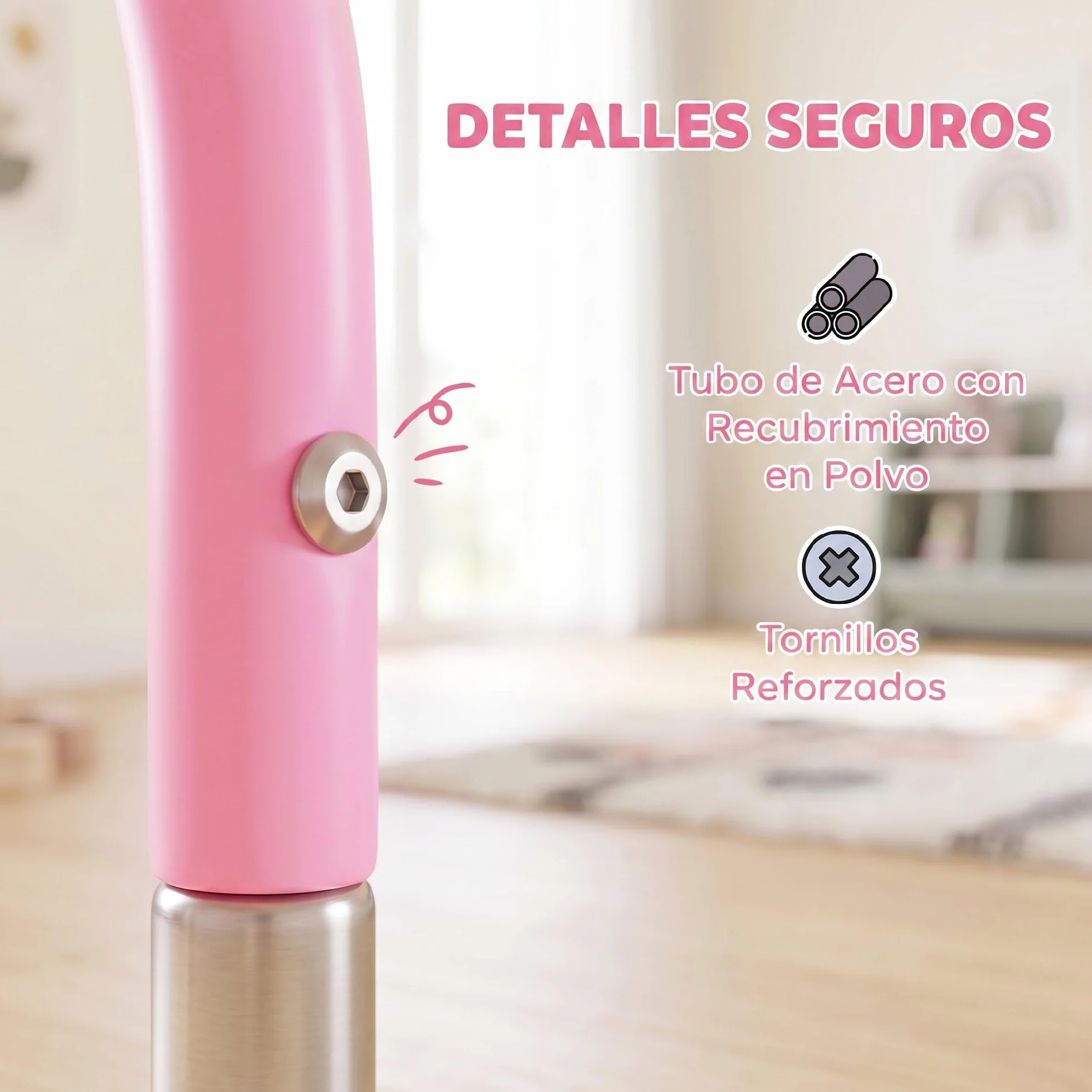 HOMCOM Barra de Gimnasia Plegable para Niños con Altura Ajustable 5 Niveles y Anillos