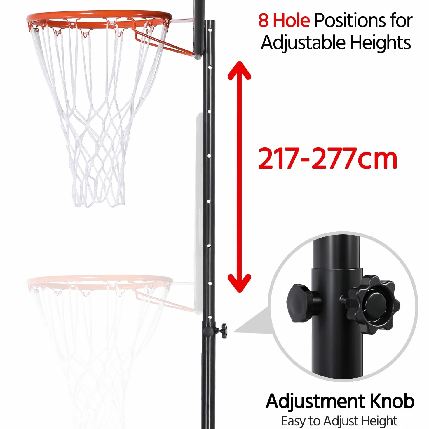 Yaheetech Canasta de Baloncesto Exterior Ajustable 170-230cm Móvil con Ruedas para Adulto Niños