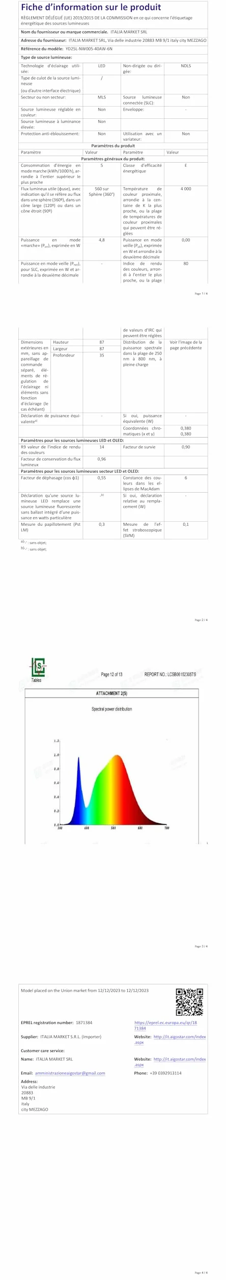 Aigostar Downlight LED Techo Empotrable 4.8W IP65 Impermeable 4000K Luz Natural Baño Extraplano Blanco 6 pack