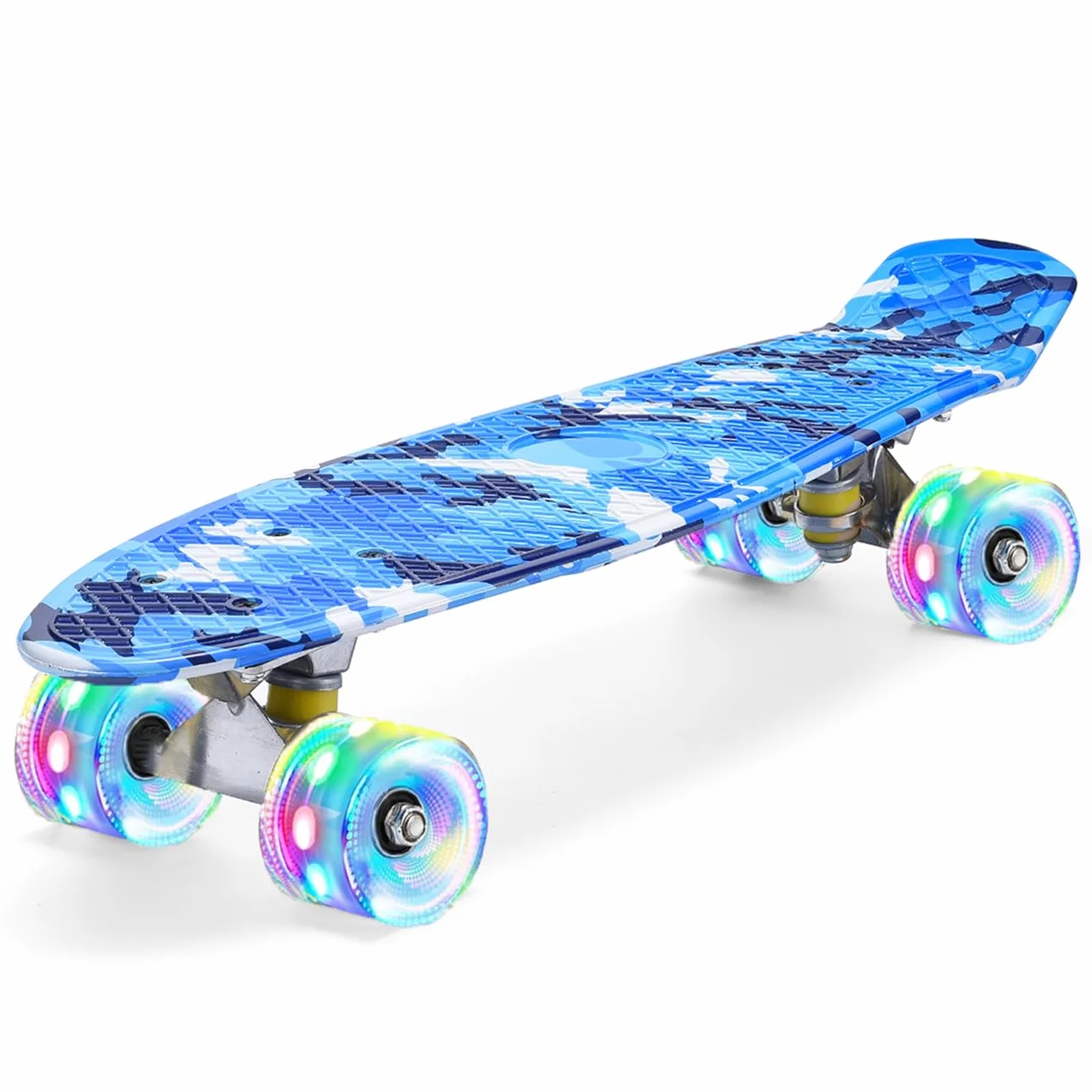 ERNAN Skateboard Complete 22 Inch Mini Cruiser Rodamientos ABEC-7 Ruedas 78A PU Light Up