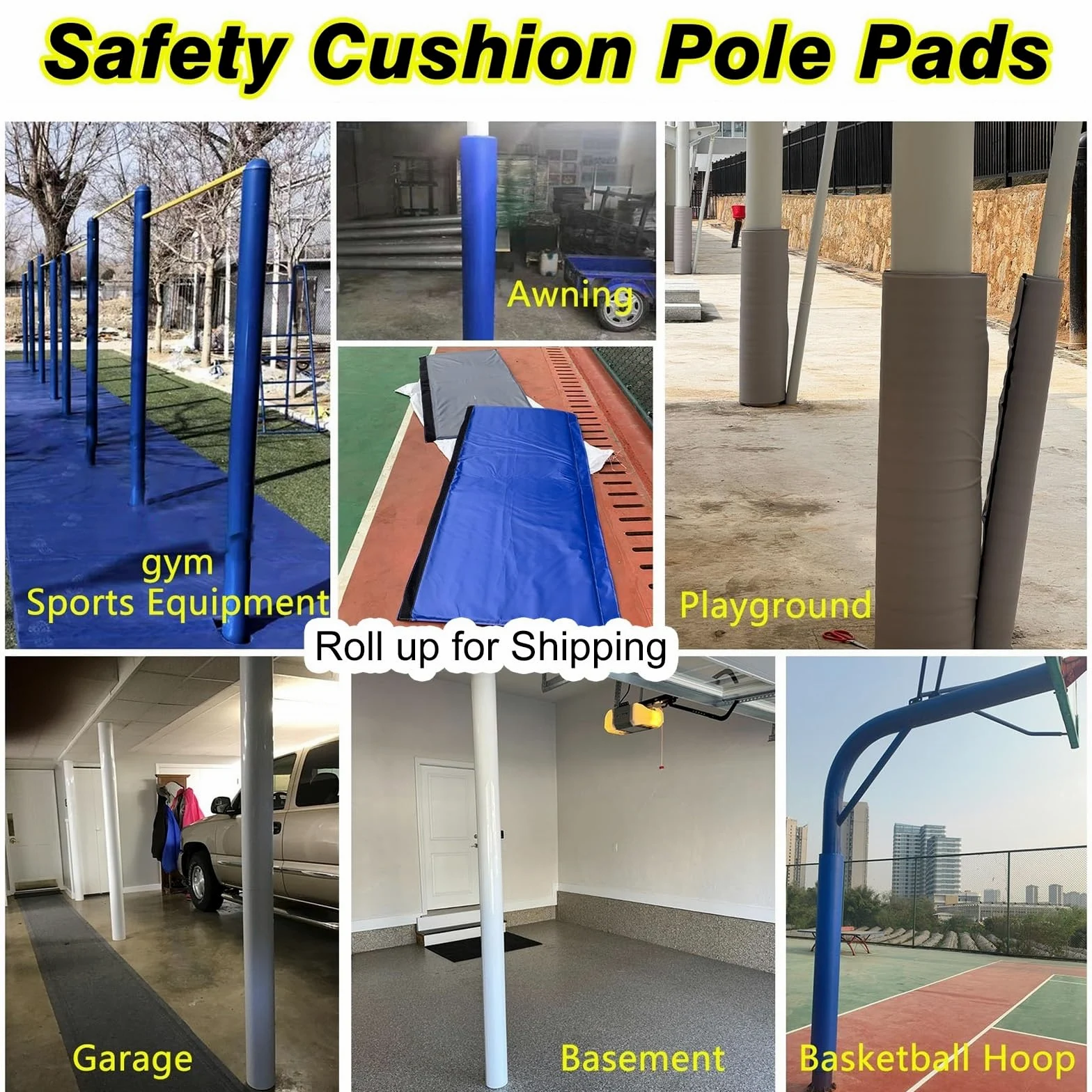 Genérico Protector de Poste Rojo de 2,13 m (7 pies) para sótano - Cubierta para Columna de Equipos de Juegos y gimnasios, se Adapta a Aros y Postes de Baloncesto de 2 a 25 cm (10 Pulgadas) de diámetr