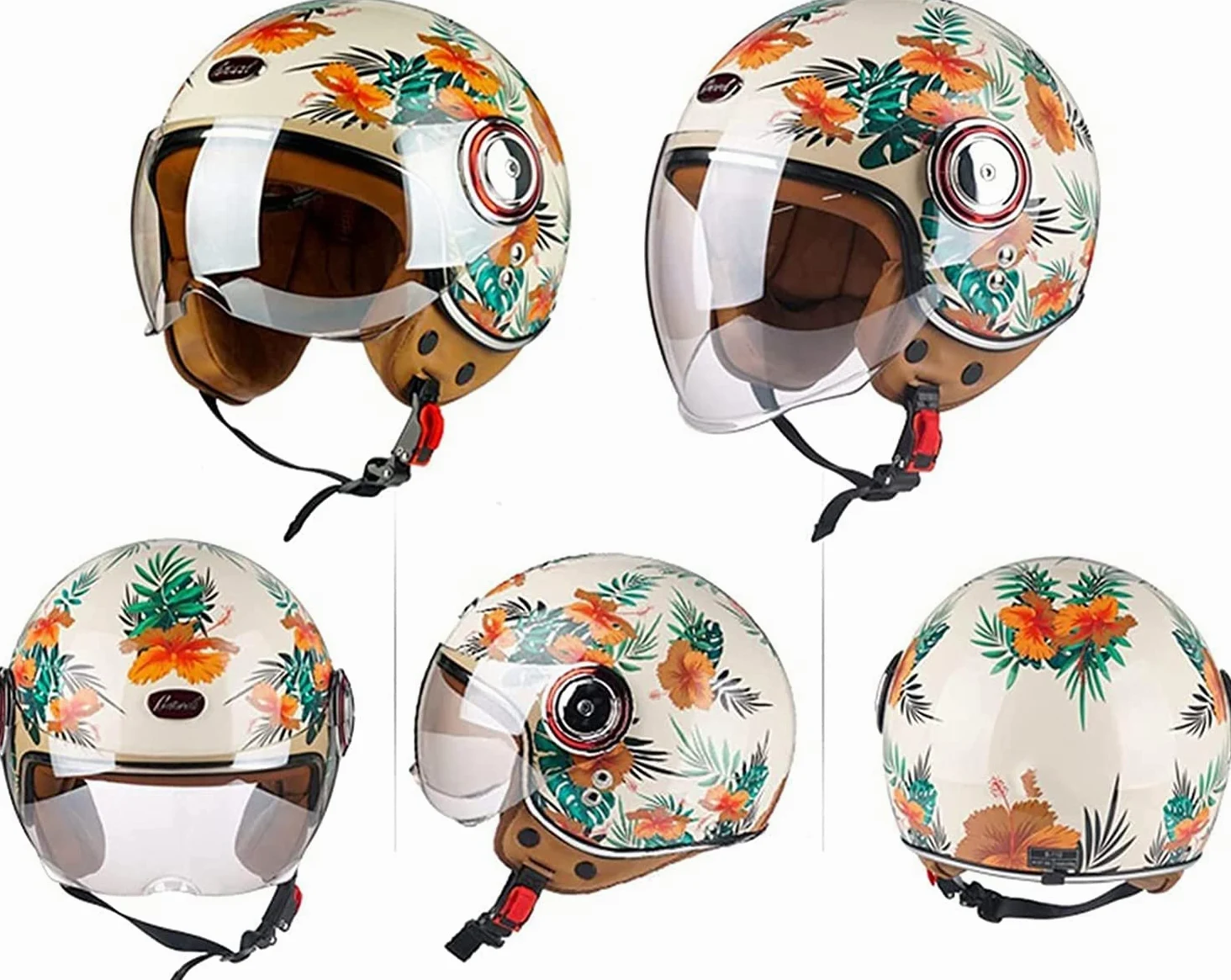 Adultos Casco Moto Jet Retro Casco Moto Abierto Casco De Patinete Eléctrico ECE Homologado Jet Casco Casco Moto para Mujer Hombre Adultos con Visera