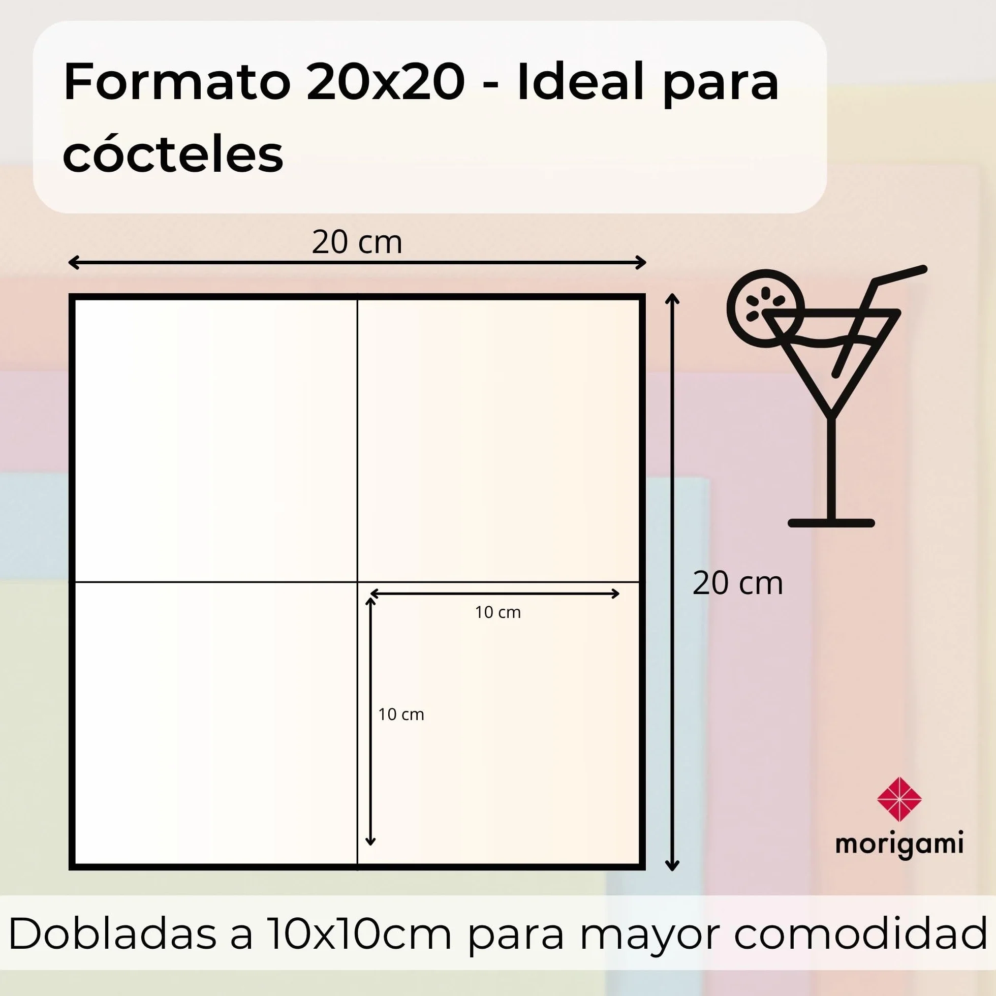 Servilleta de Papel Tamaño Cocktail, Pliegue 1/4, Punta Punta, 150 unidades, Negro