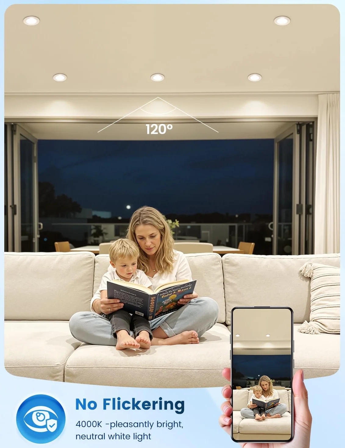 Focos LED Empotrables Techo 5W 4000K 800lm Blanco Neutro 230V IP44 No Regulable Corte Ø68-80mm