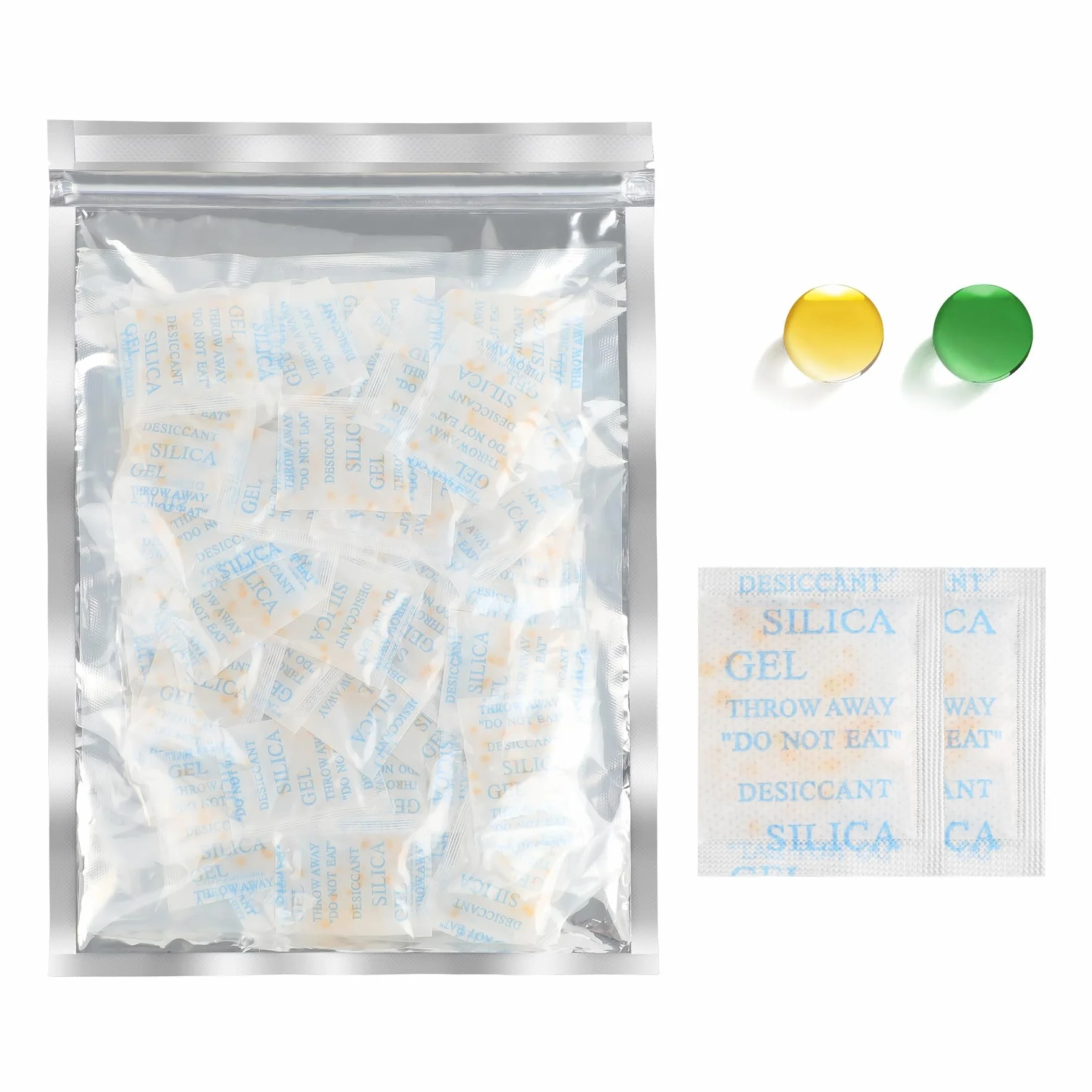 Gel de Sílice Desecante Grado Alimenticio 5g x 60 Bolsas con Indicador de Humedad