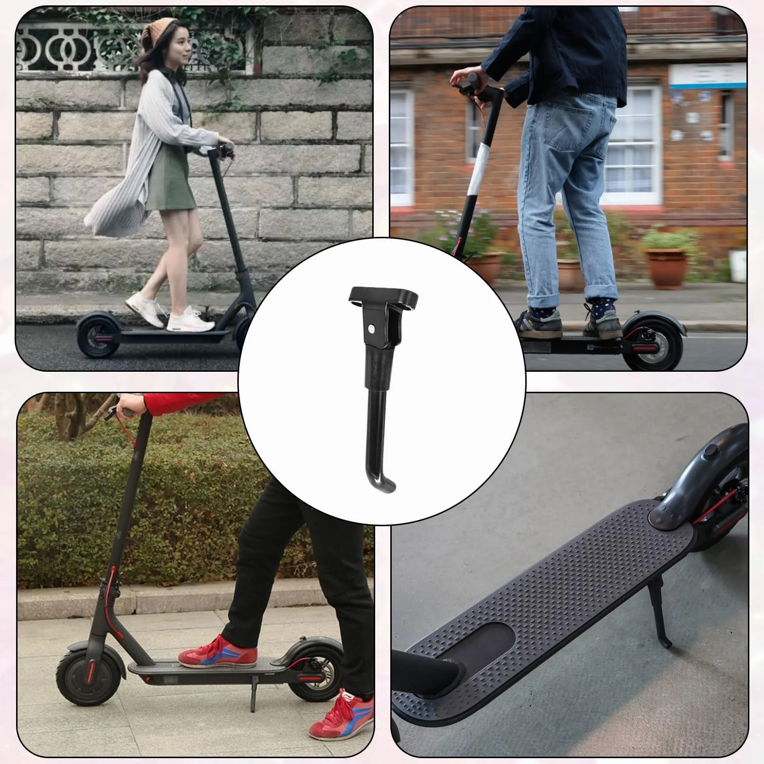 Soporte universal para patinete eléctrico compatible con Xiaomi M365/Pro/Pro2/1S/Scooter 3. Soporte lateral plegable, aluminio, incluye 2 tornillos, fácil montaje, resistente, color negro