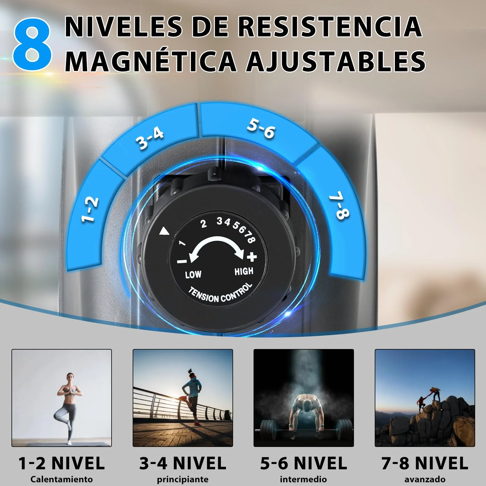 ISE Máquina De Remo para casa, Silenciosa, Máquina Remo Magnético, Remo Gimnasio En Casa con 8 Niveles de Resistencia, Fuerza de Tracción máx de 15KG, Remo Maquina Ejercicios En Casa