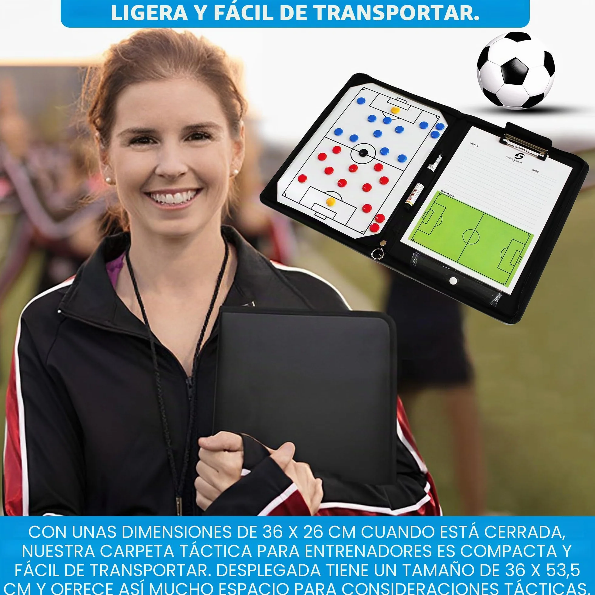 Carpeta Táctica Plegable para Entrenamiento de Fútbol