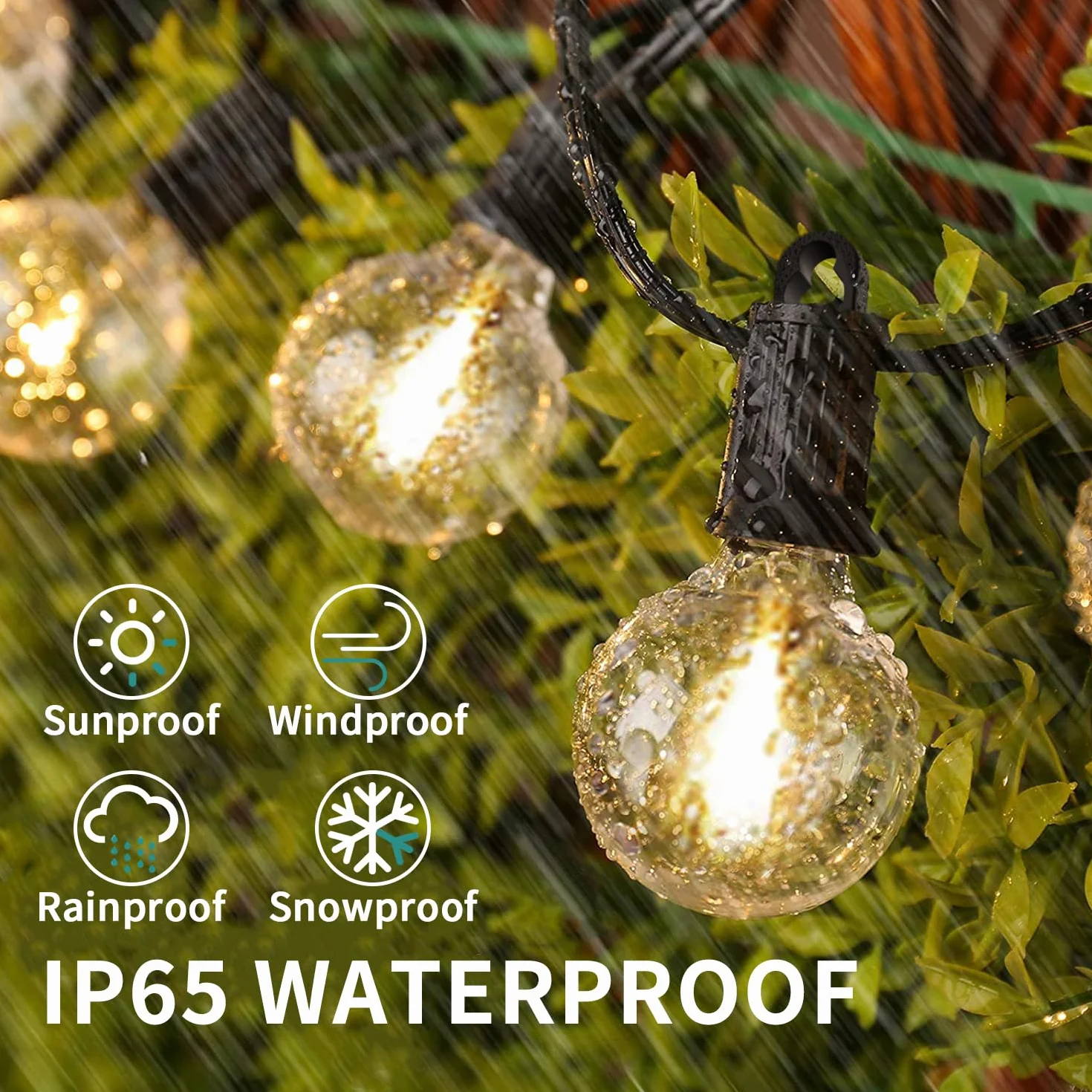 ZOTOYI G40 Cadena de Luces Exterior LED 15 Metros Impermeable IP65 20+2 Bombillas