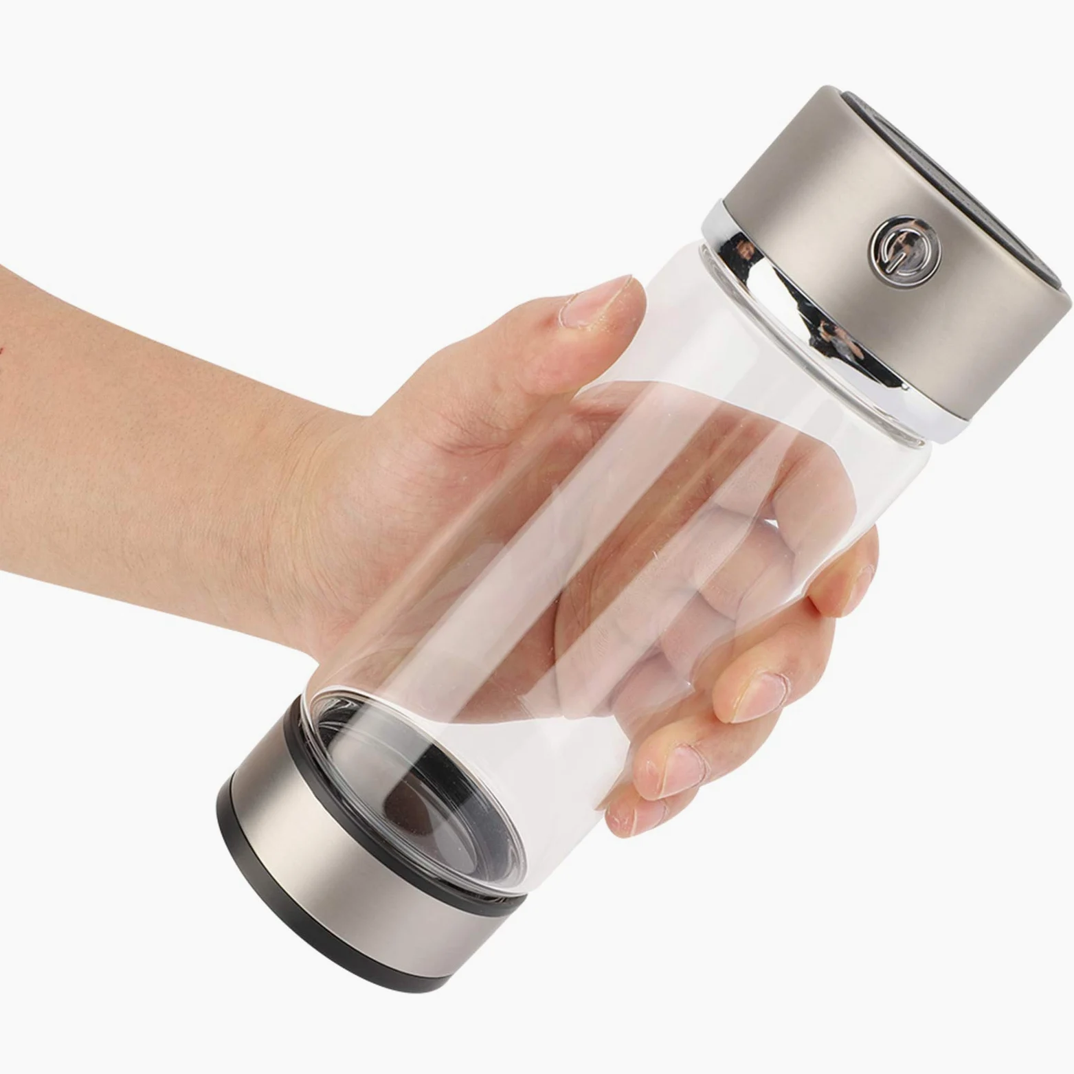 Generic Botella Purificadora de Agua de Hidrógeno con Carga USB, Taza Ionizadora Portátil con Vidrio de Alto Borosilicato de 420ml para Uso en Viajes y Oficinas
