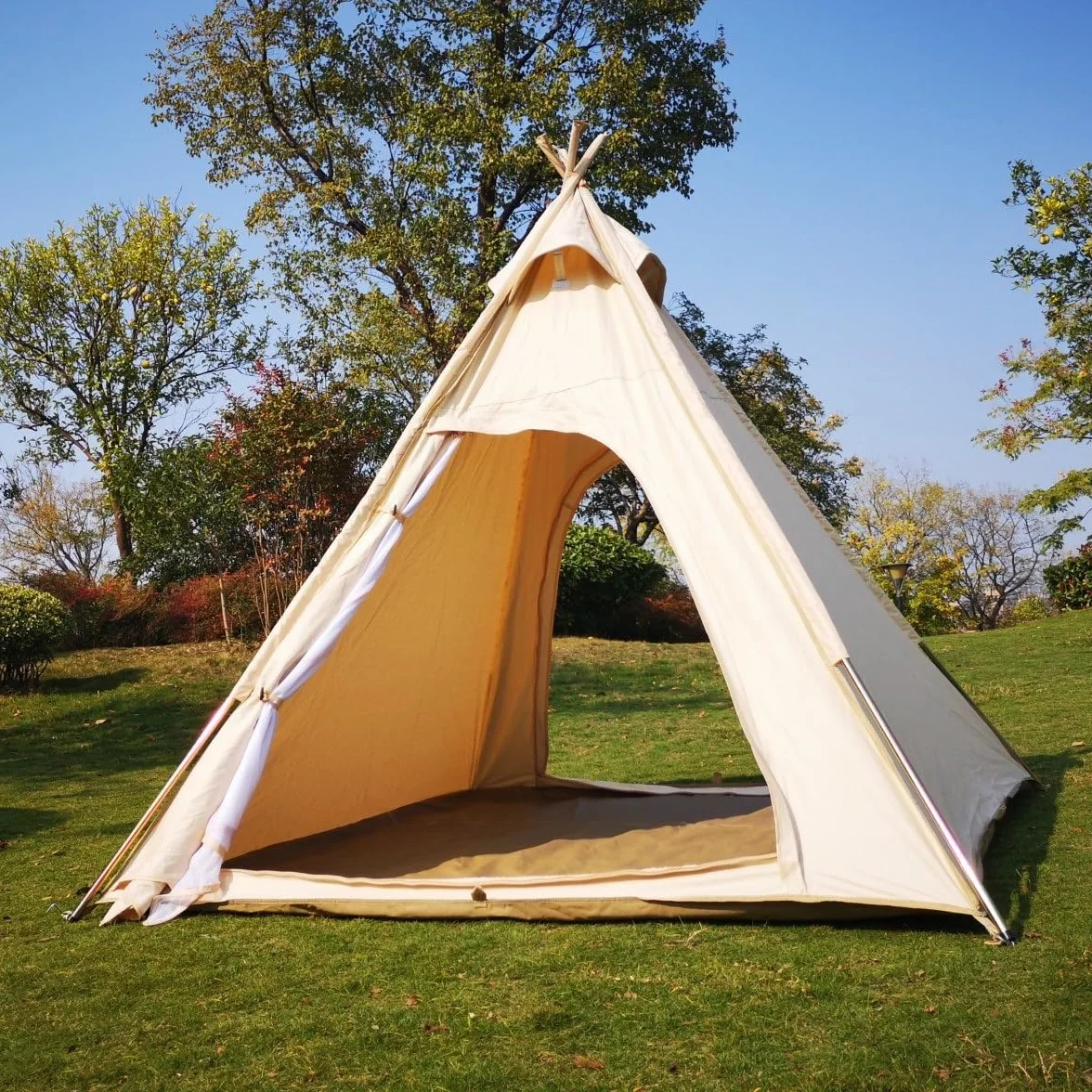 Tienda de campaña Tipi de lona para exteriores, 2 m, para 2 ~ 3 personas