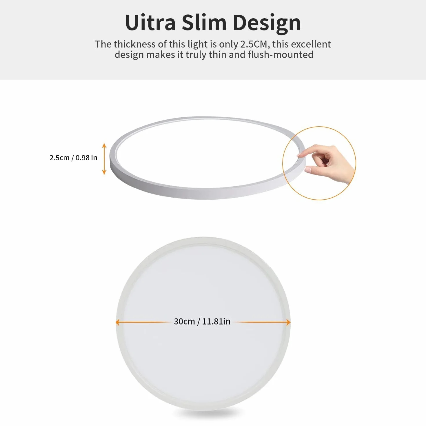 Osairous Plafon LED Techo Ø30cm 24W IP44 6500K 2160LM Luz Blanca Fría