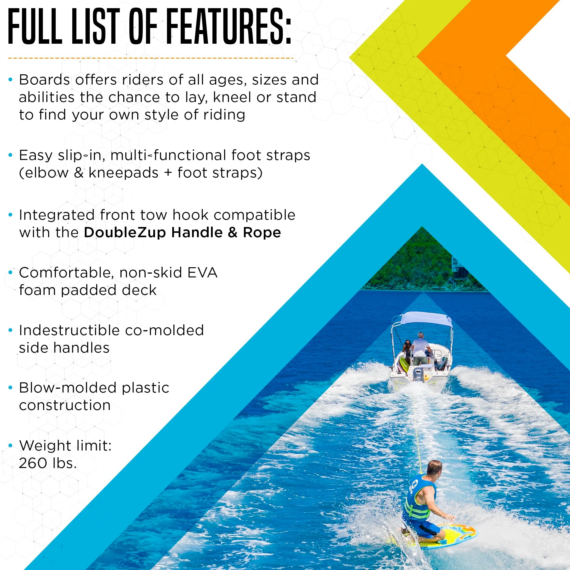 ZUP You Got This 2.0 Board, All-in-One Kneeboard, Wakeboard, Wakeskate y Wakesurf Board para todas las edades, azul
