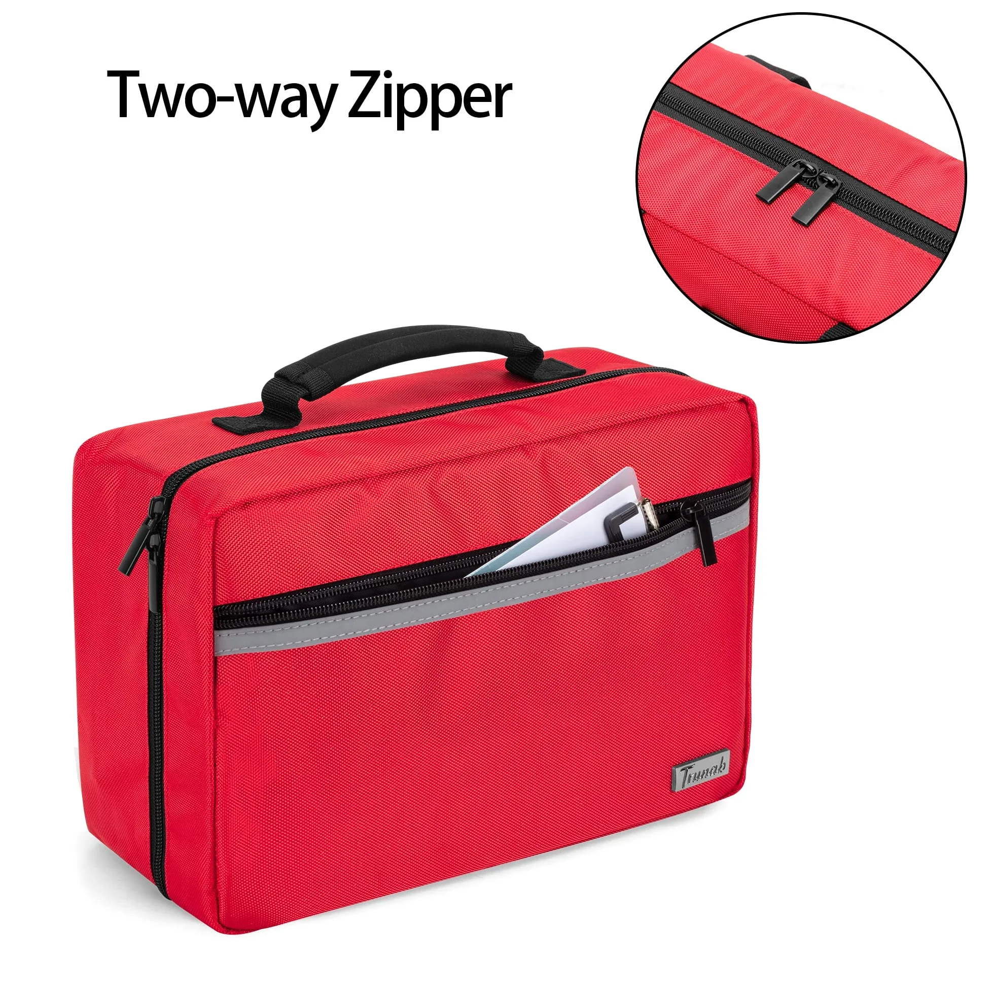 Trunab Medical Supplies Bag Botiquin de Primeros Auxilios Coche, Vacío, SÓLO BOLSA, Bolsa de farmacia, con Múltiples Bolsillos para Kit de Emergencia