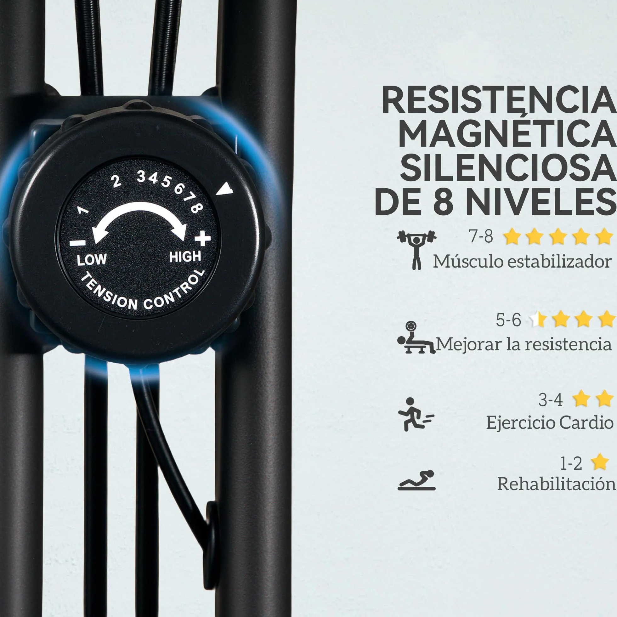SPORTNOW Bicicleta Estática Plegable con Respaldo Bici Estática Silenciosa con 8 Niveles de Resistencia Magnética Sillín Regulable Volante Pantalla LCD Pulsómetro y Banda Carga 110 kg