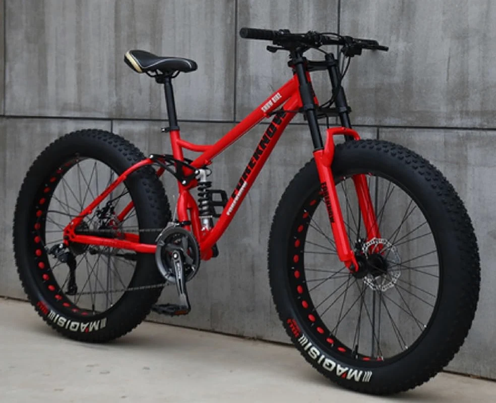 Bicicleta Montaña 24/26" para Adultos, con Neumáticos Anchos, 21 Velocidades, Cuadro Acero Carbono, Suspensión Doble, Freno Disco Doble C,26inch