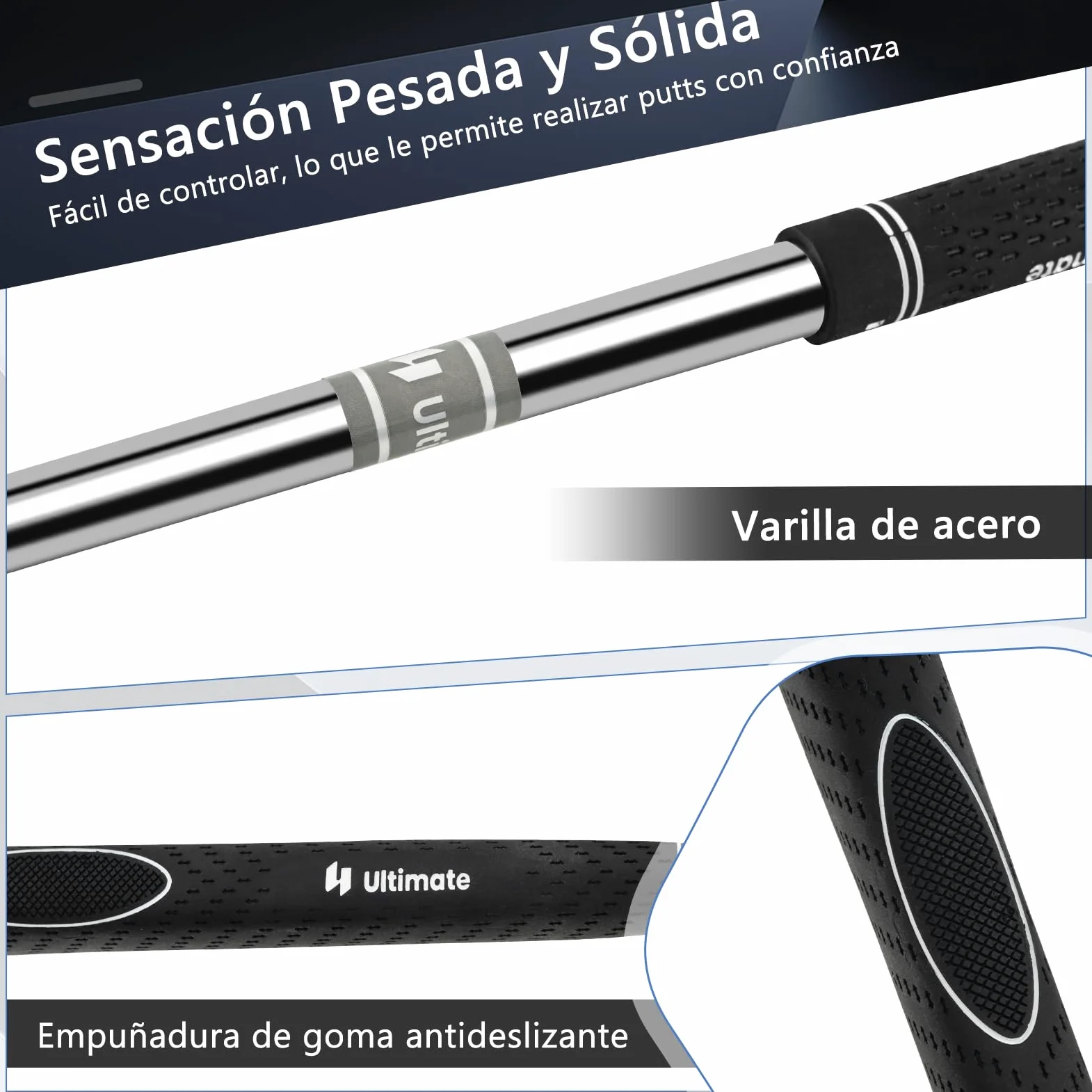 GYMAX Putter Estilo Mazo De 89 Cm con Ayuda De Alineación, Agarre De Goma Y Cubierta para La Cabeza, Superficie De Golpe Ranurada, Cabeza De Aleación De Zinc, Putter De Golf para Diestros