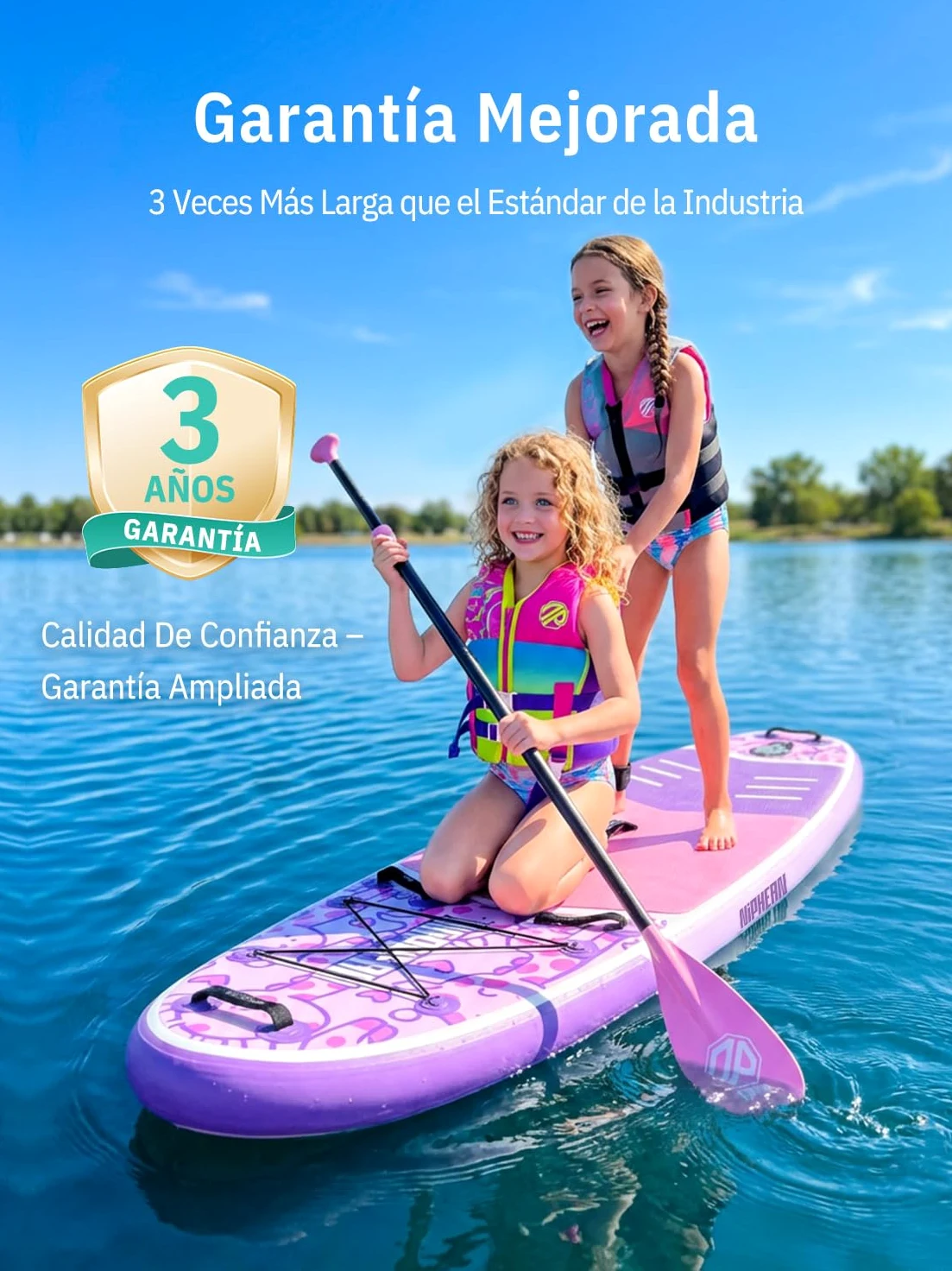 Niphean (Extra Grande) Tabla Paddle Surf Hinchable para 2+1 Personas/Familia, Paddle Surf con (Apto para Principiantes) Aleta Equilibrada, Funda Waterproof, Sup Board para Adultos, Regalo
