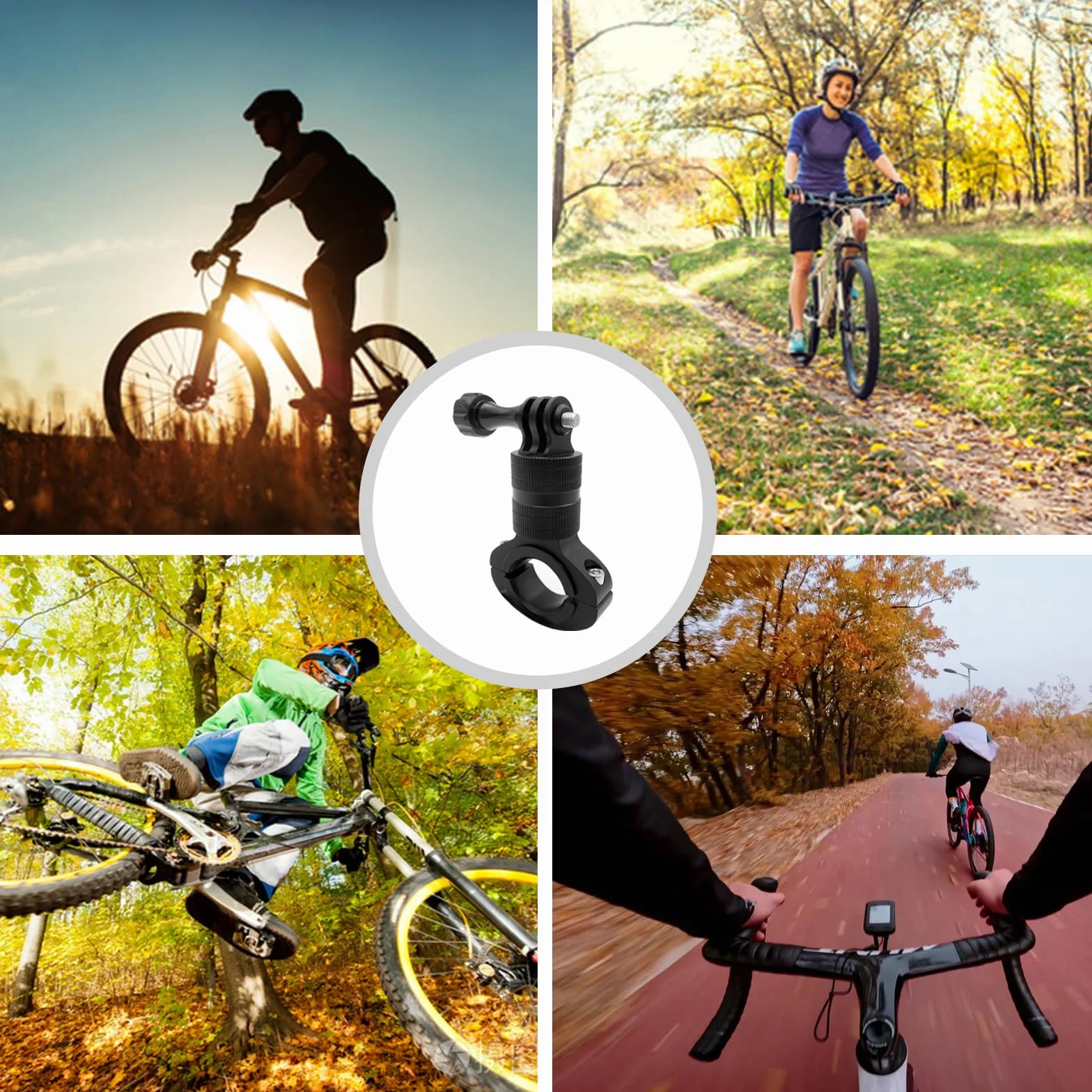 Soporte para Bicicleta para Cámara de Acción Aluminio Rotación de 360°para Hero 12 11 10 9 8 7 6 Session 4K Insta-360 Go3 Go2 X3 X2 Actioncam