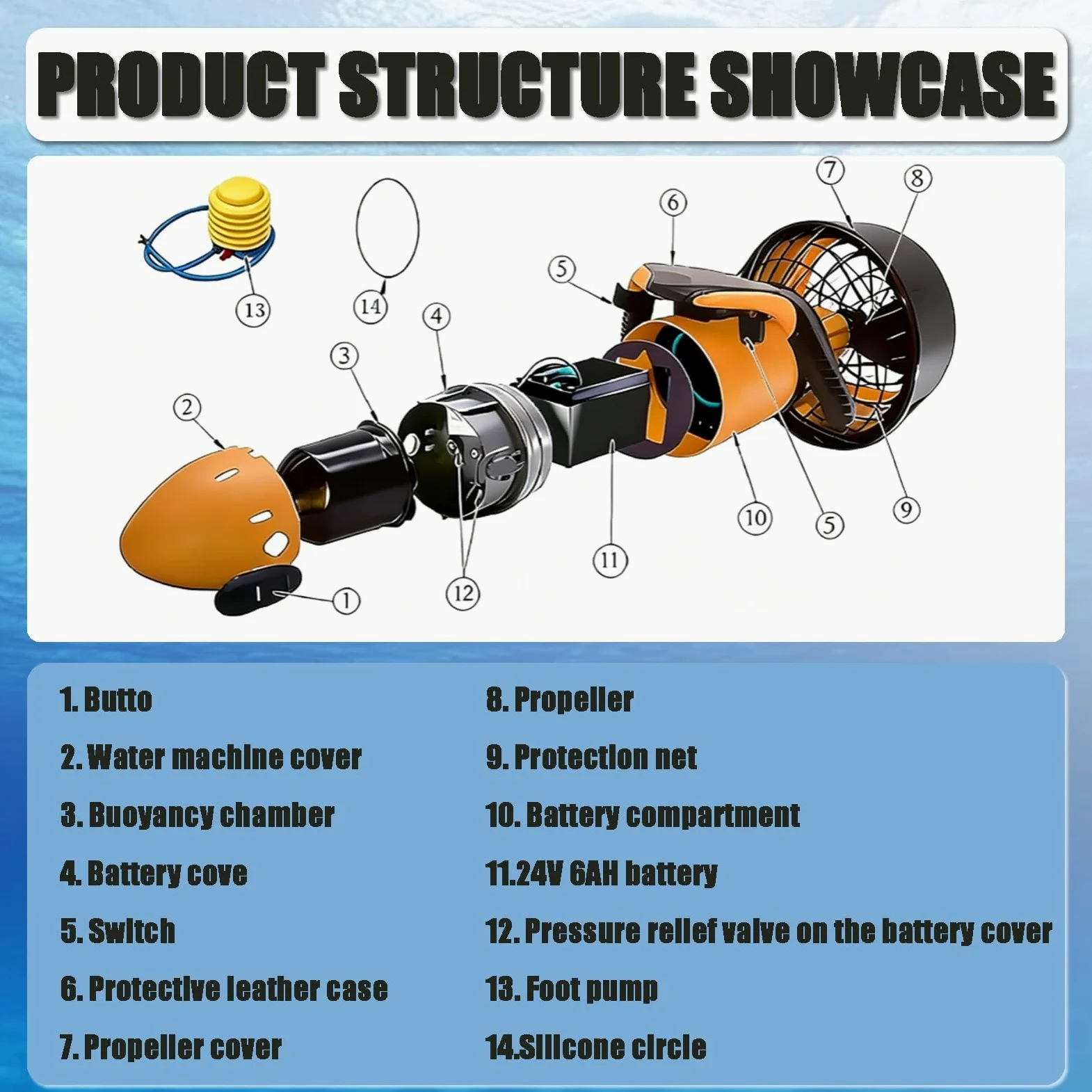 Propulsor eléctrico subacuático,Vehículo Submarino de propulsión | Buceo Sea Scooter, Seascooter Submarino de 300 W/500 W, Batería de Litio Duradera más Reciente de 2026