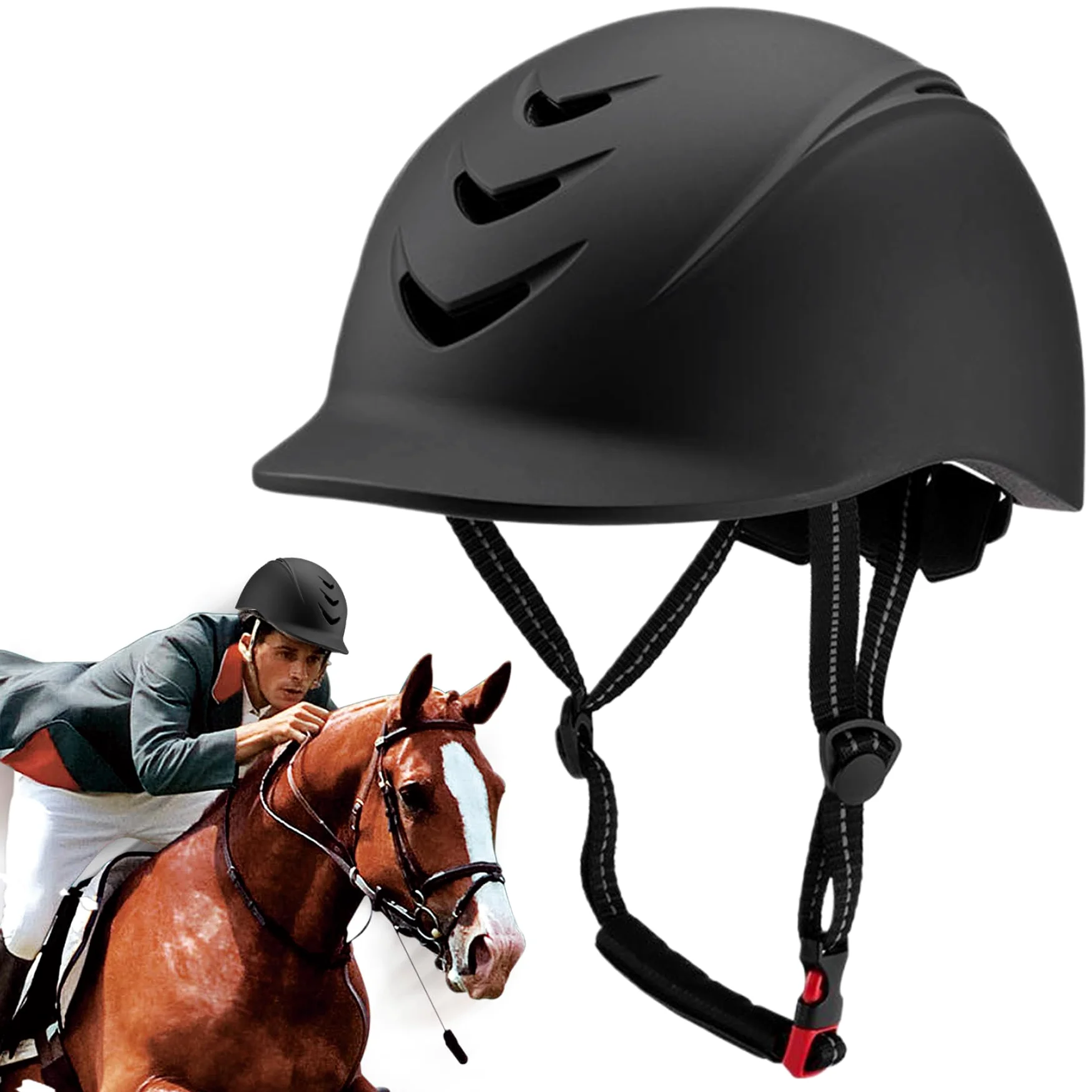 Casco de Montar a Caballo para Adultos, Casco Ecuestre Ajustable Suave con el Sombrero de equitación de Pasos de equitación de Paseos (58-62 cm)