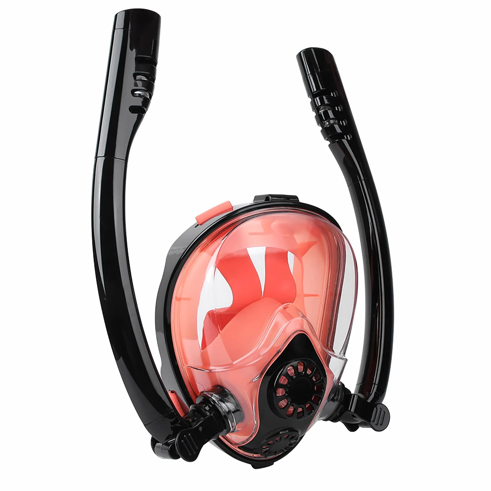Máscara Facial de Buceo, máscara de Snorkel de Silicona, Protector Facial antivaho con Tubo de respiración para Snorkel, Negro Naranja
