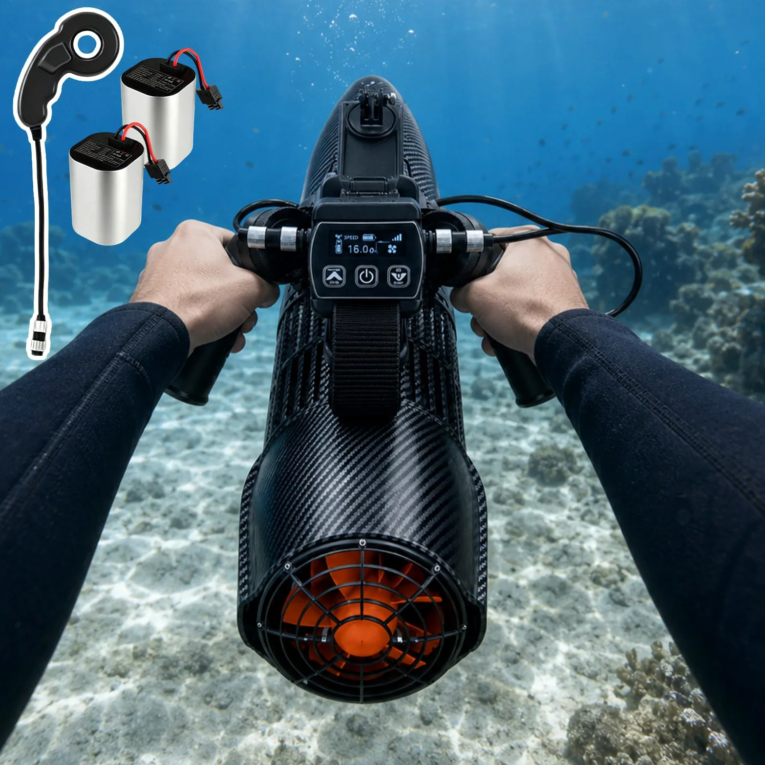 Scooter Subacuático/Propulsor Submarino | Doble Batería De 4400 Mah, hasta 120 Minutos De Autonomía, Velocidad Máx. De 7 Km/H | Compatible con Aletas Eléctricas para Sup