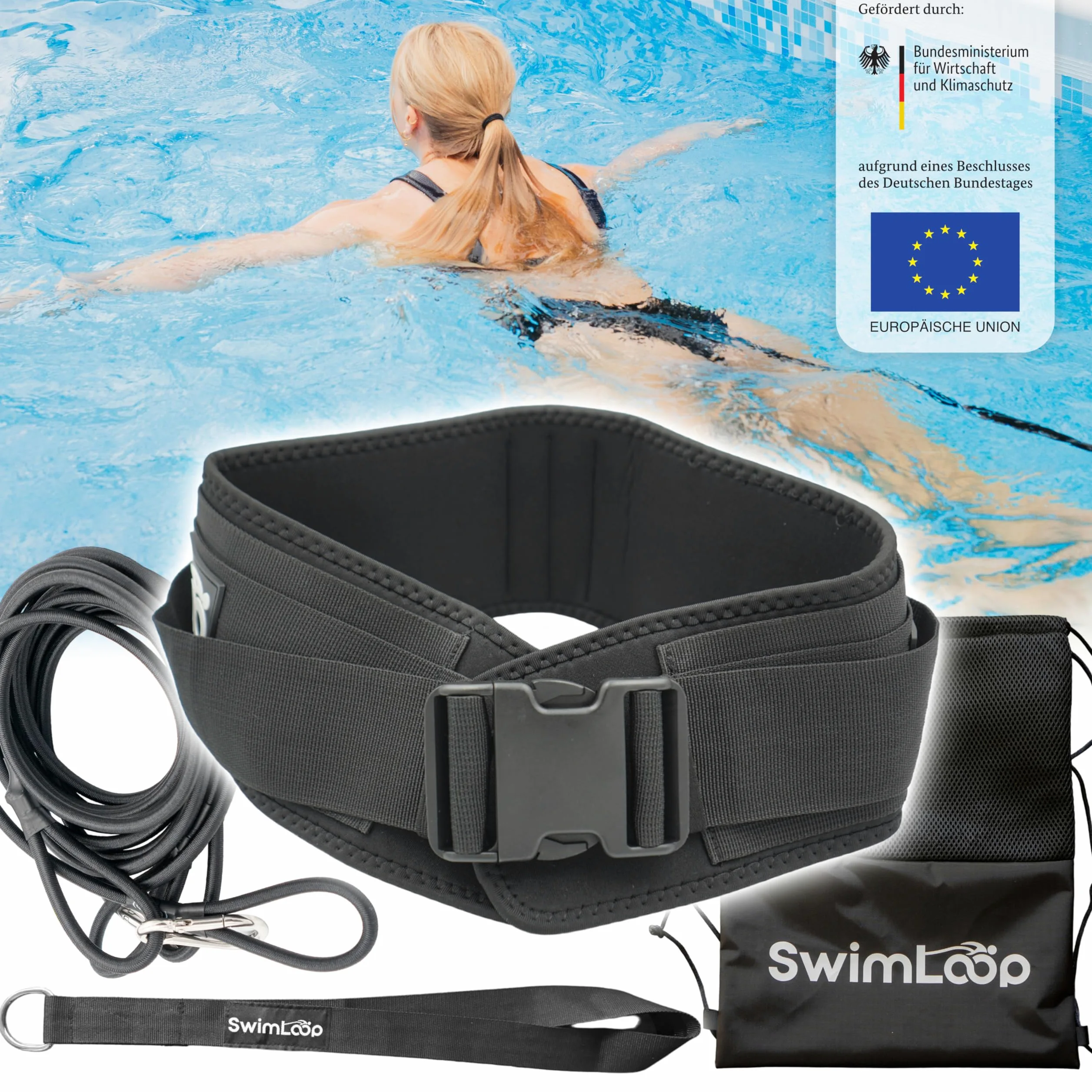 Cinturón de natación: entrenador de natación para el hogar, entrenamiento de resistencia, natación estacionaria, banda de natación como alternativa al sistema de contracorriente