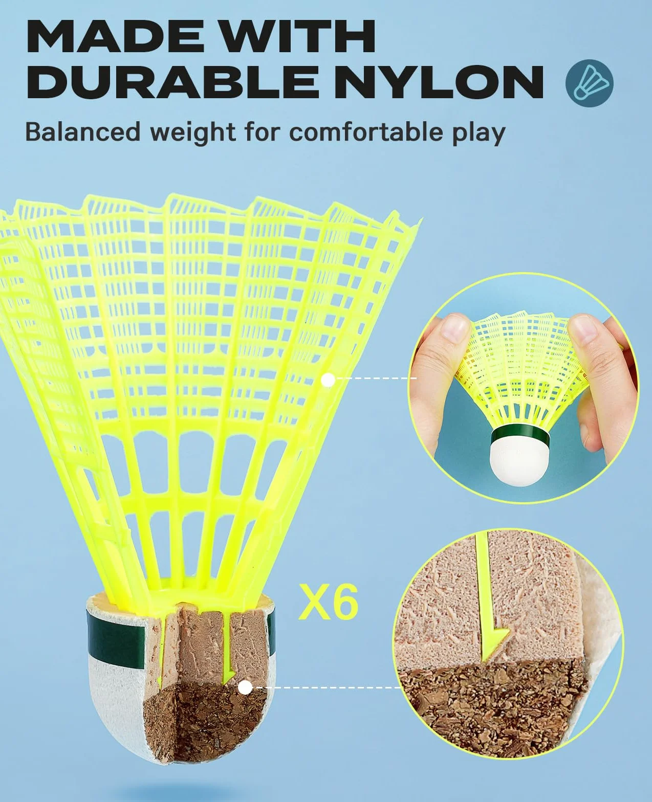 AboveGenius Juego de 4 raquetas de bádminton al aire libre con volantes de nailon para principiantes